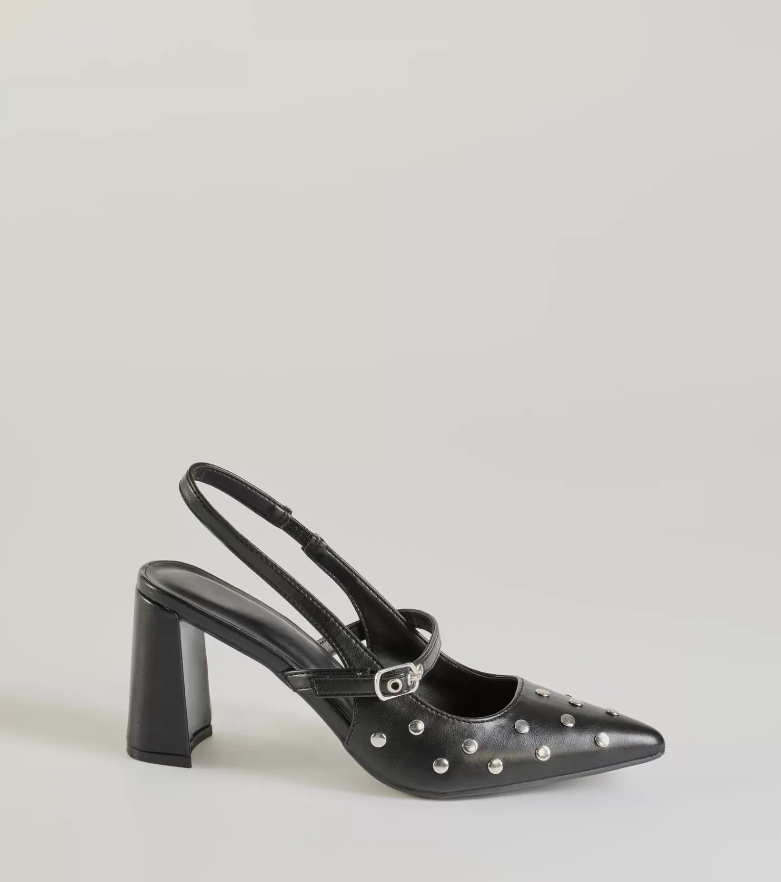 Windsor Heels*Chic Studded Faux Leather Sling-Back Pumps