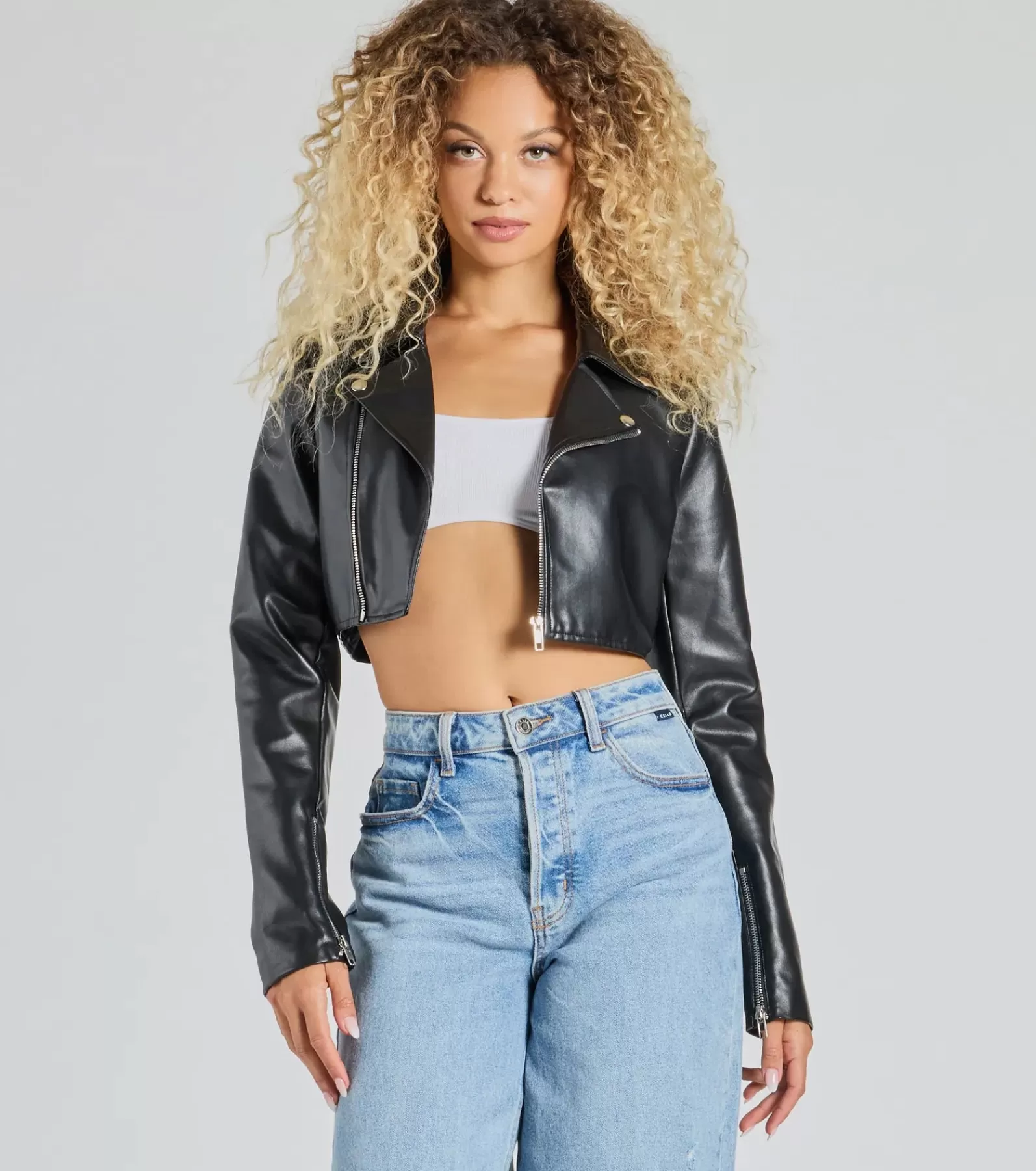 Windsor Moto & Faux Leather*City Slicker Moto Crop Faux Leather Jacket