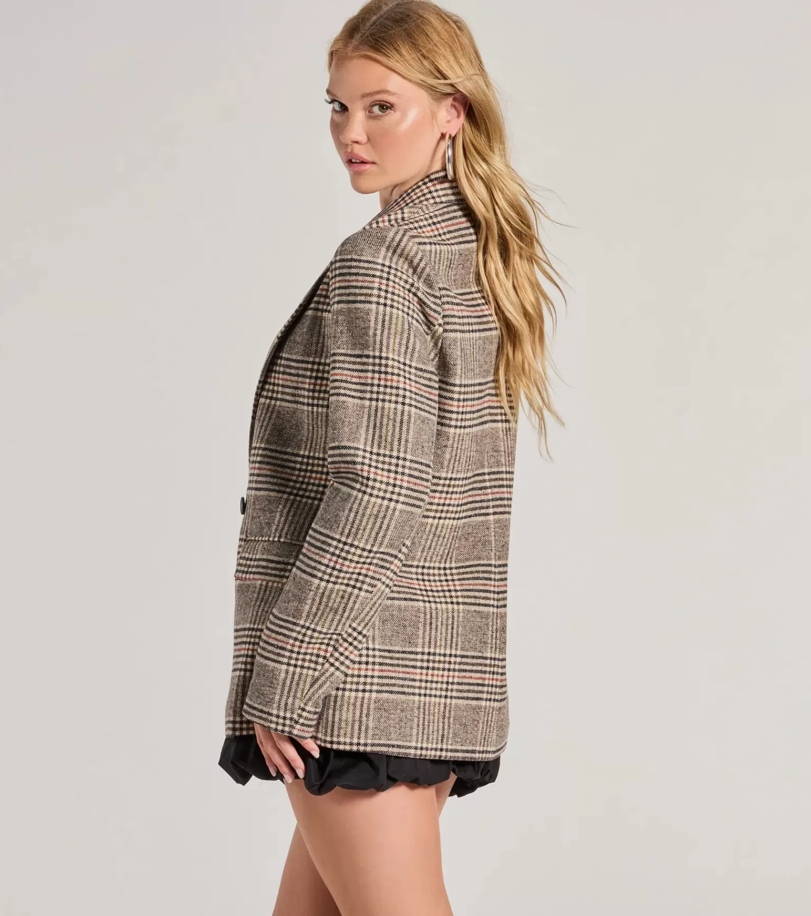 Windsor Blazers*Classic Mood Glen Plaid Woven Oversized Blazer