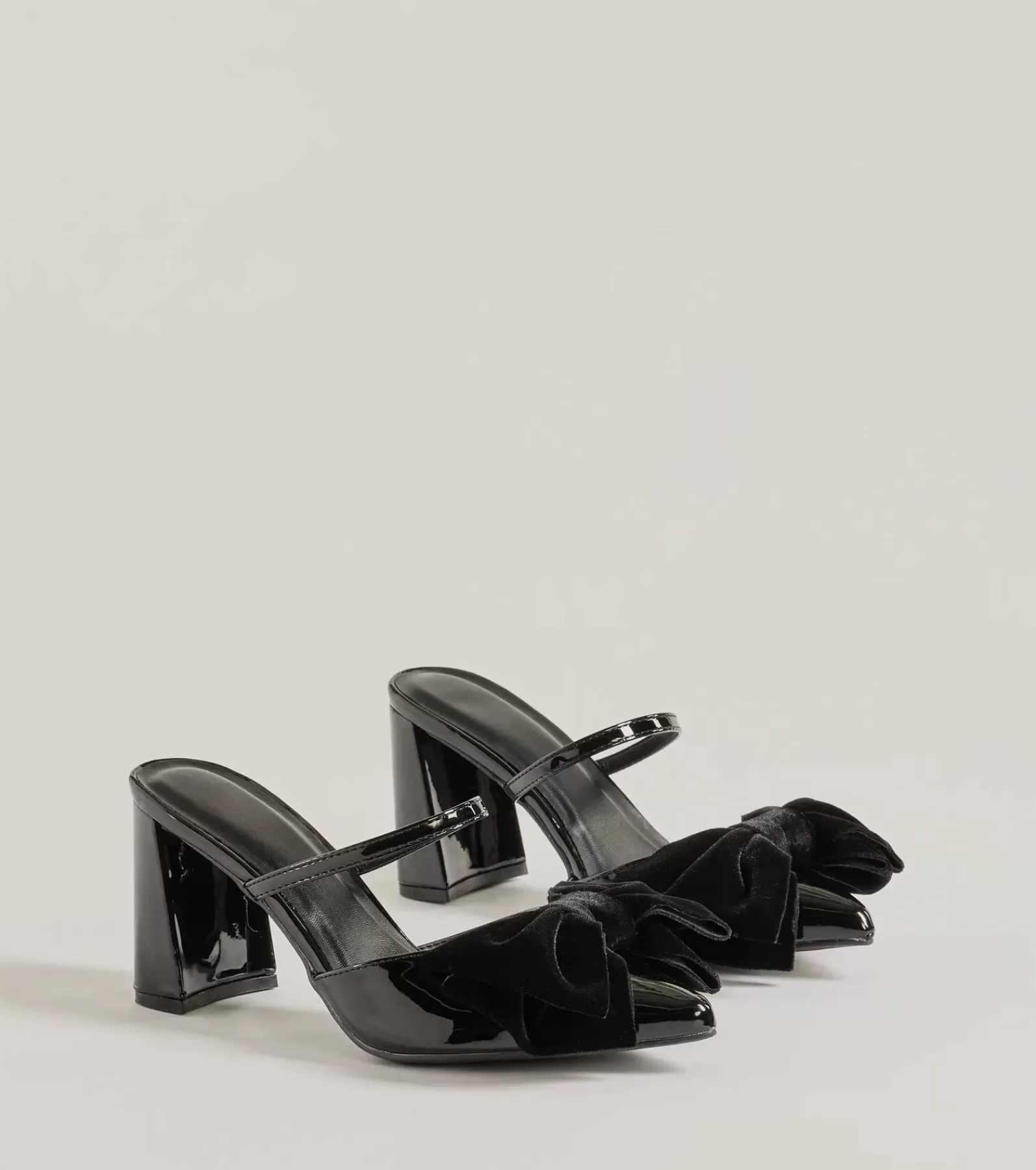 Windsor Heels | Holiday Party Outfits*Classy Chic Bow Faux Leather Block Heels