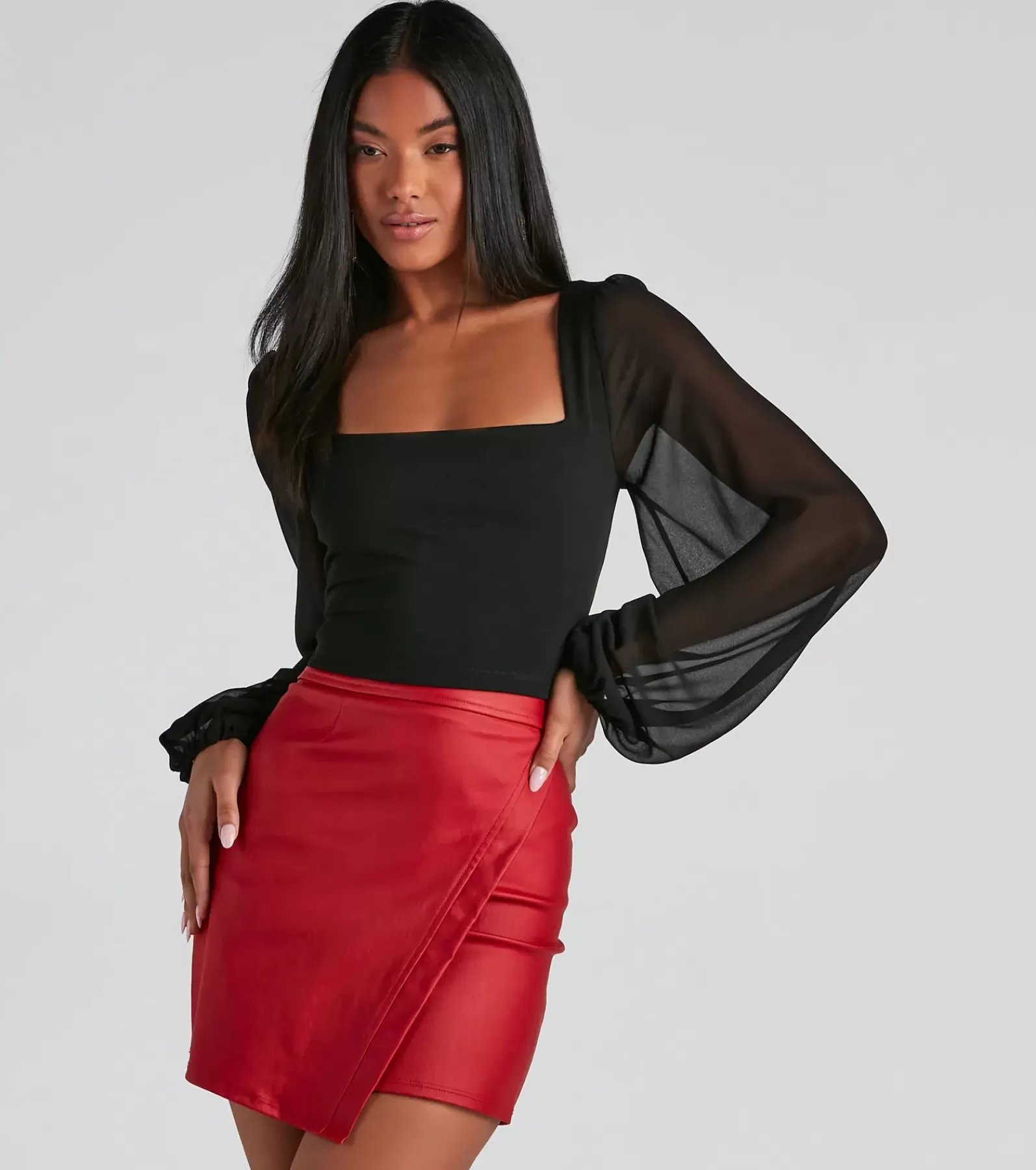 Windsor Basic Tops | Long Sleeve Tops*Classy Chic Chiffon Crop Top