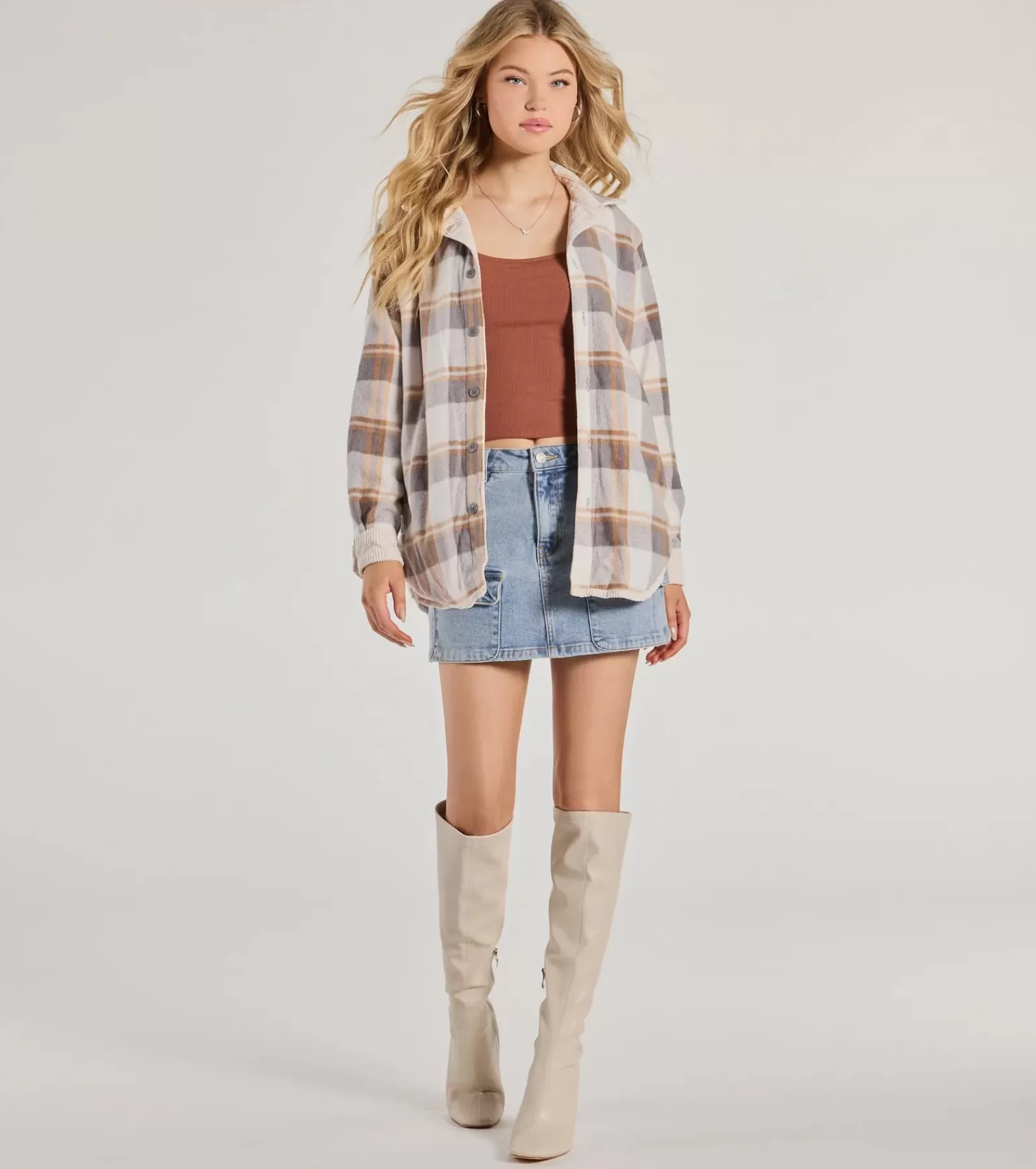 Windsor Shackets*Comfy Season Corduroy And Flannel Reversible Shacket