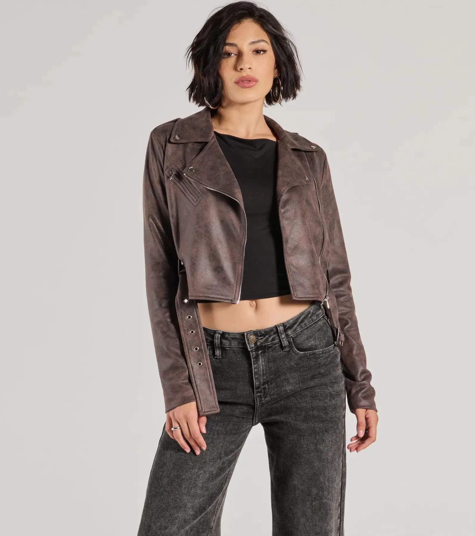 Windsor Moto & Faux Leather | Blazers*Cool Vibes Only Faux Suede Belted Moto Jacket