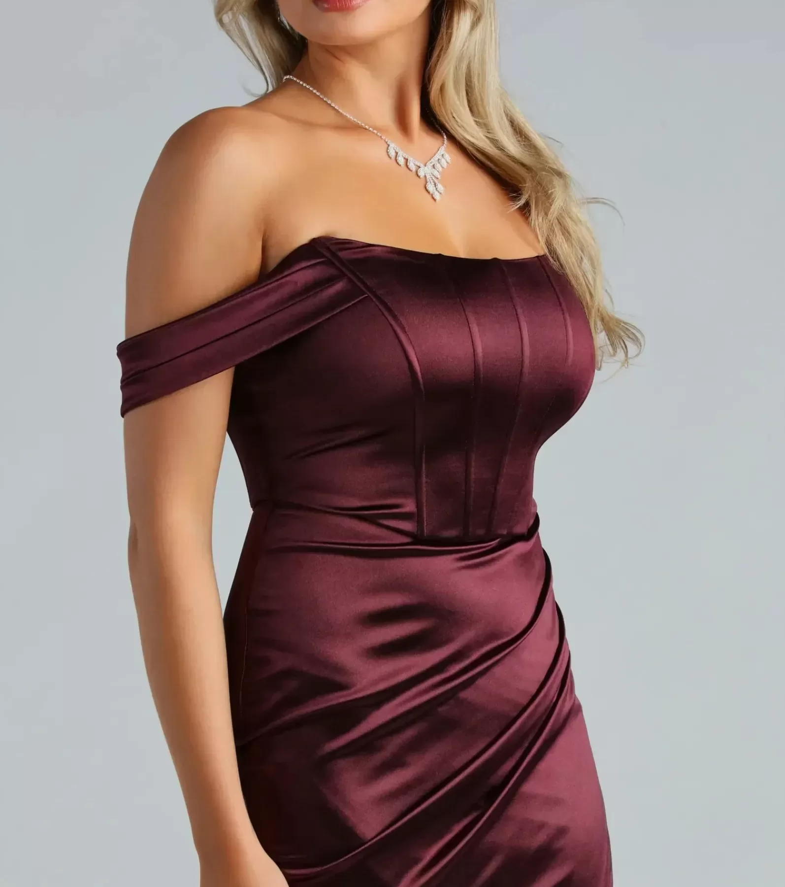Windsor Midi Dresses*Coraline Satin Corset Wrap Formal Dress