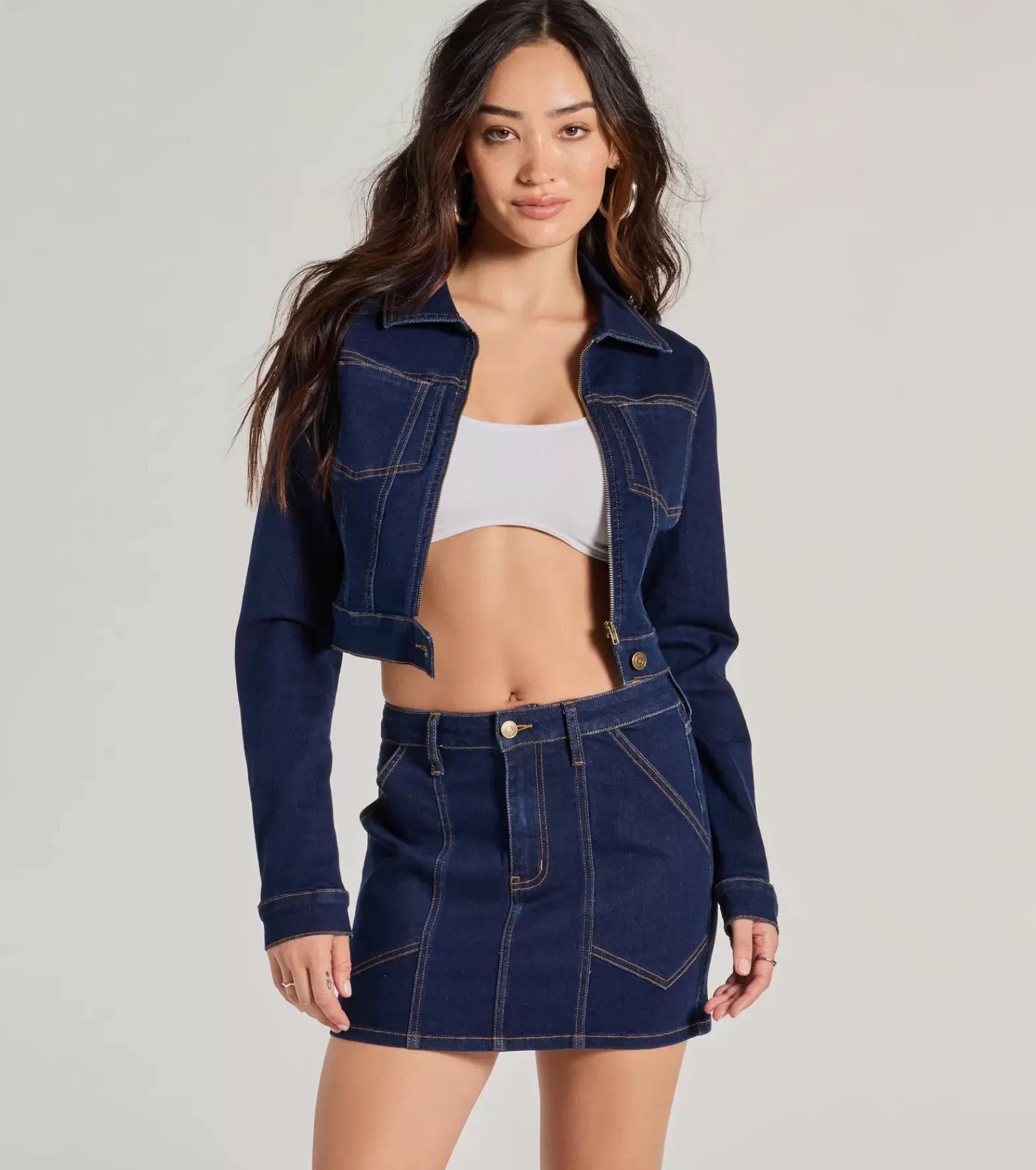 Windsor Jean Jackets | All Matching Sets*Covetable Cutie Contrast Stitch Denim Jacket