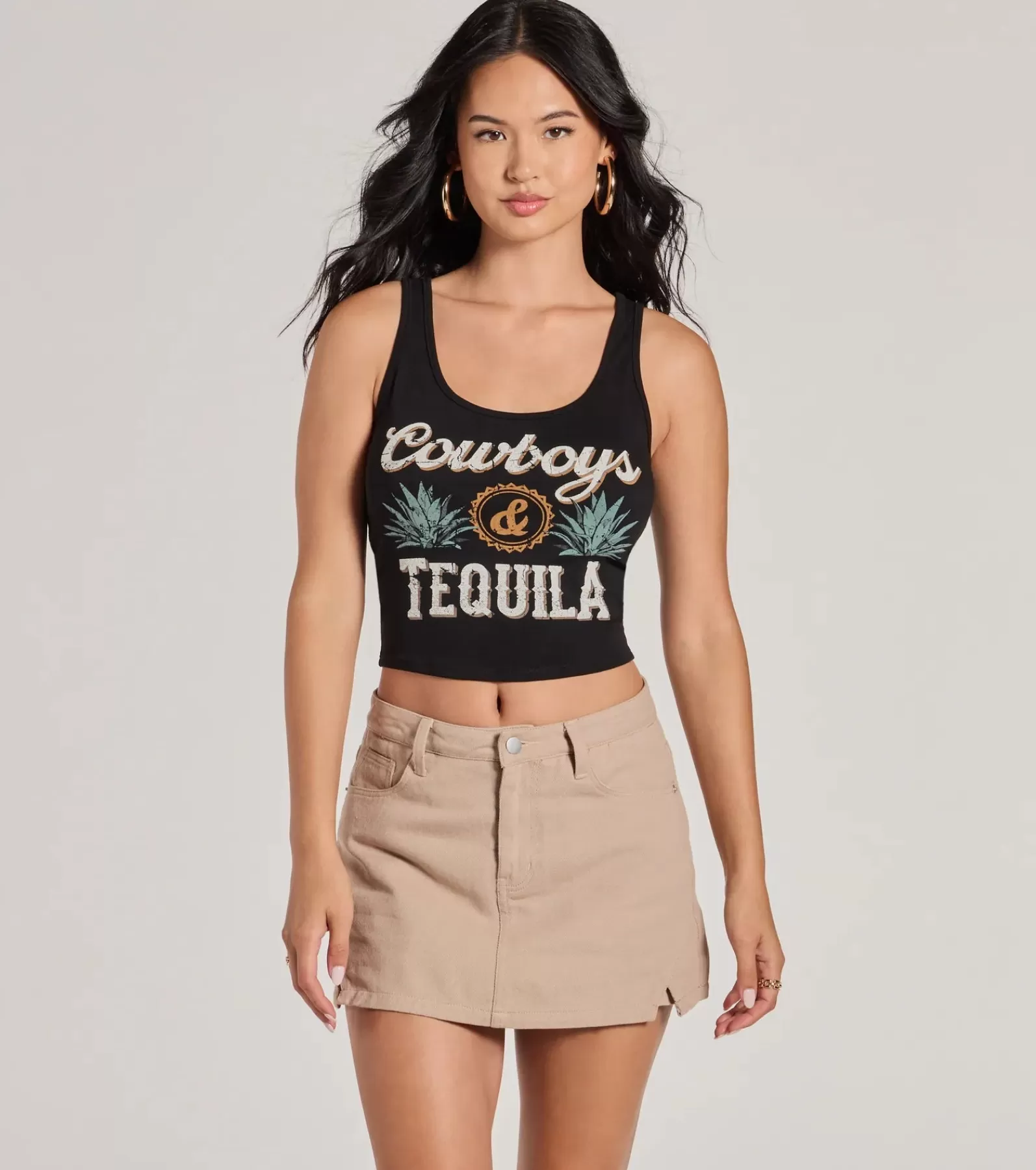 Windsor Graphic Tees | Crop Tops*Cowboys And Tequila Sleeveless Graphic Crop Top