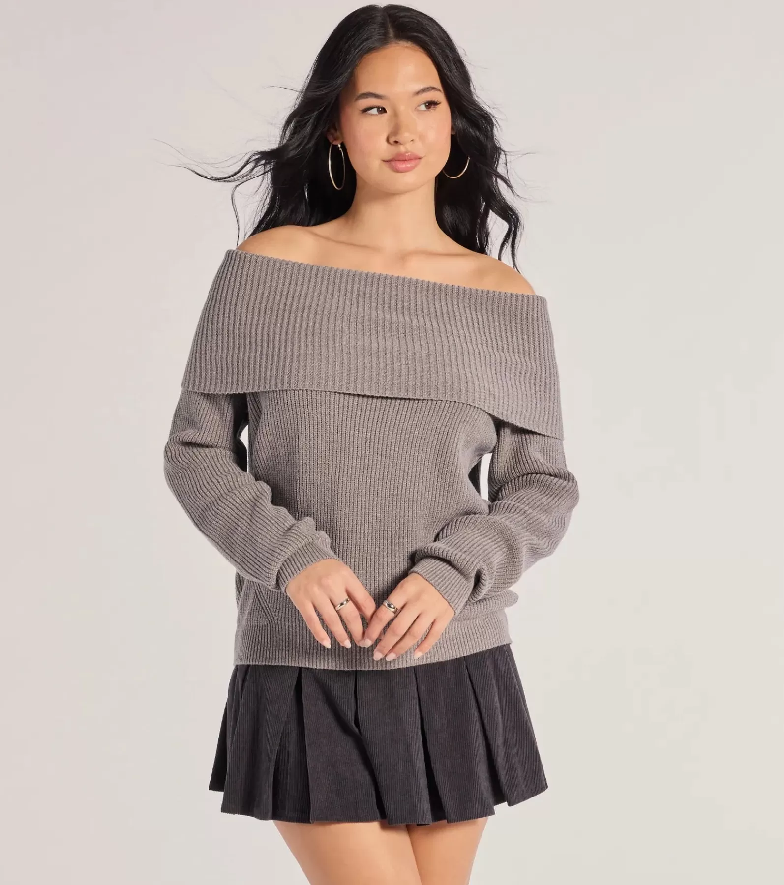 Windsor Off The Shoulder Tops | Sweaters & Cardigans*Cozy Factor Ribbed Knit Off-The-Shoulder Sweater