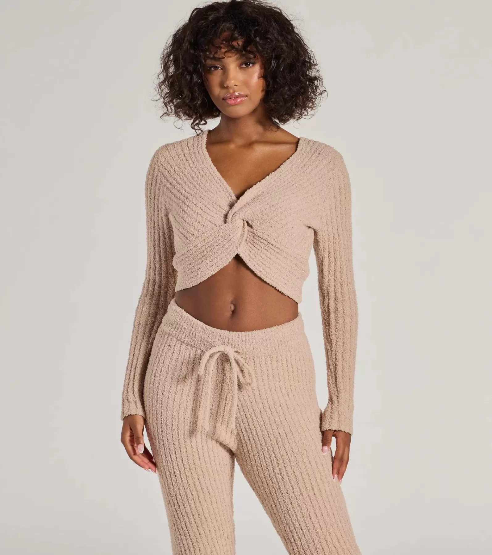 Windsor All Matching Sets | Crop Tops*Cozy Life Chenille Knit Twist-Front Crop Top