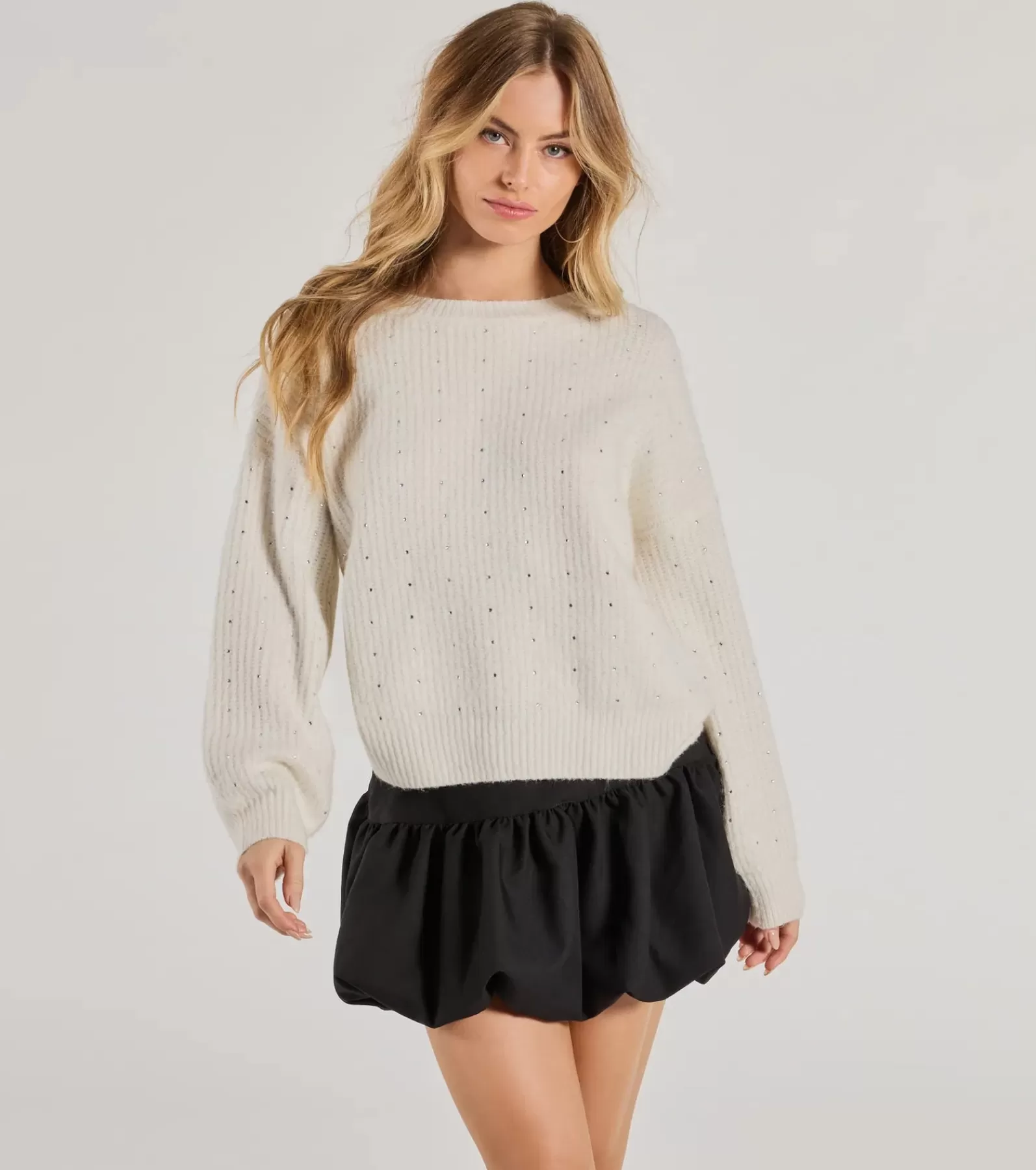 Windsor Sweaters & Cardigans | Long Sleeve Tops*Cozy Sparkle Rhinestone Ribbed Knit Sweater