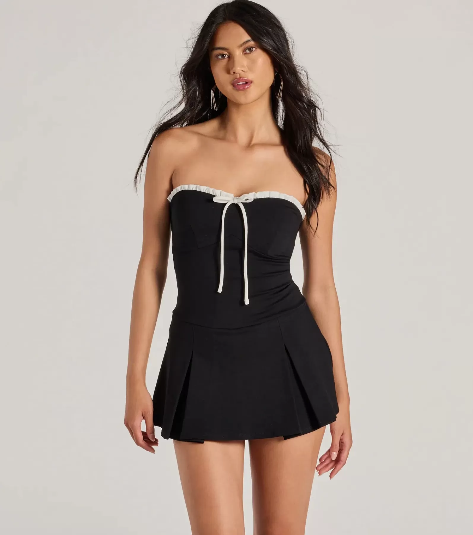 Windsor All Jumpsuits & Rompers | Shorts*Cute Charm Strapless Ruffled Bow-Front Skater Romper