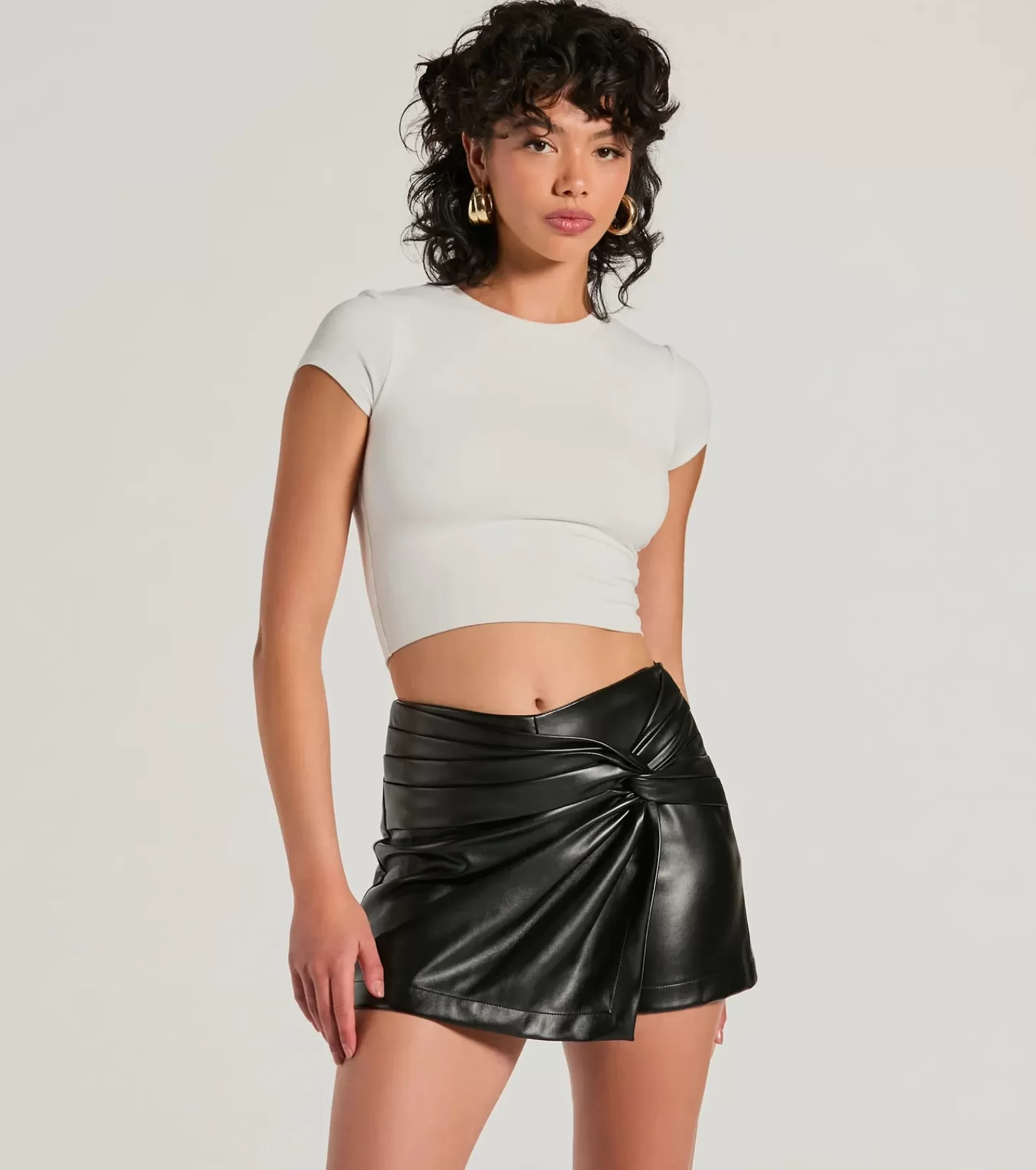 Windsor Faux Leather & Suede Bottoms | Shorts*Cute Edge Knot Faux Leather Mini Skort