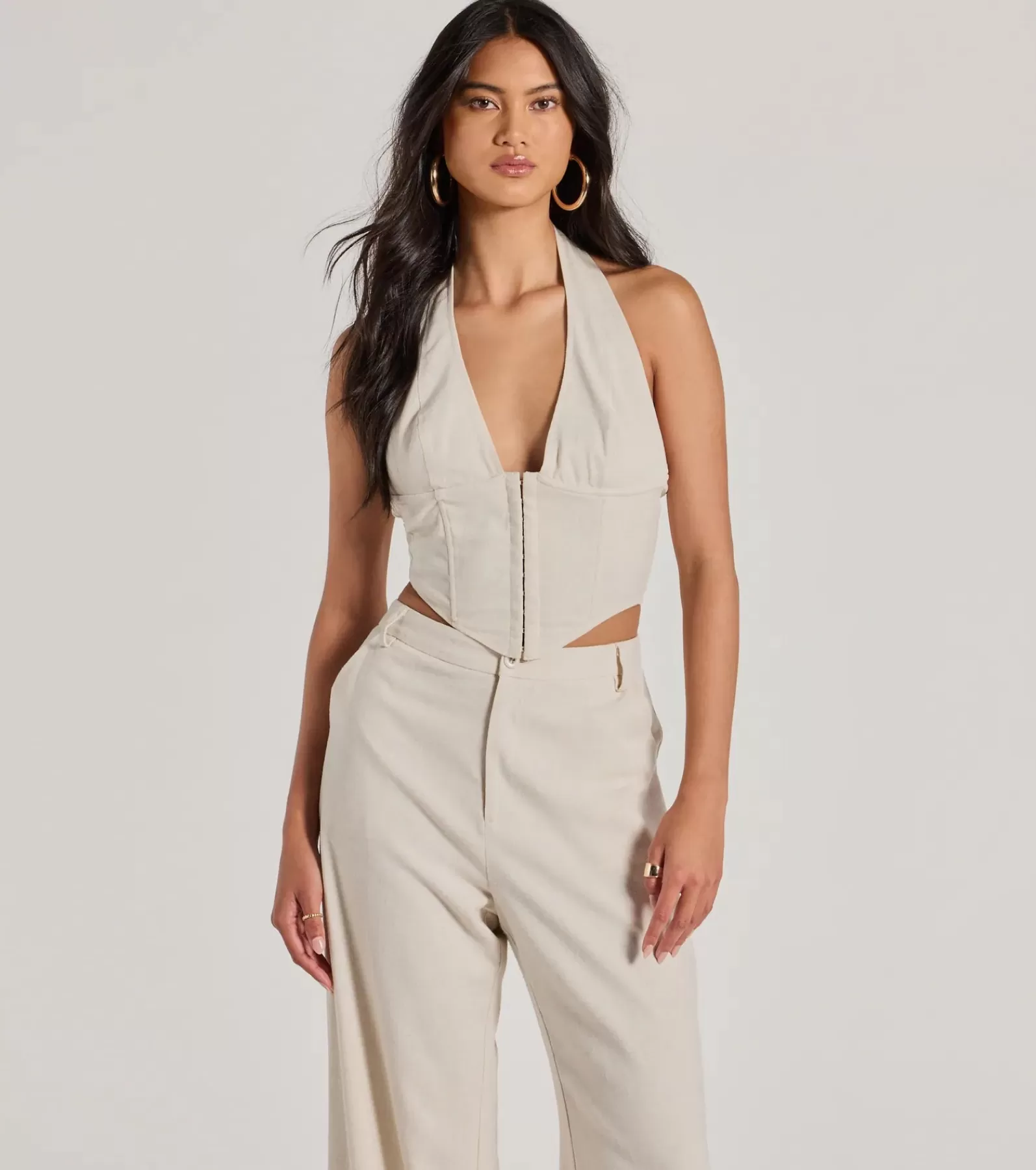 Windsor All Matching Sets | Corset & Bustier Tops*Cutest Babe Halter V-Neck Corset Crop Top