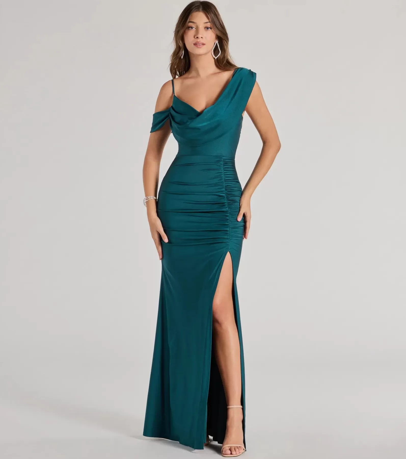 Windsor Wedding Outfits | Long Dresses*Cynthia One-Shoulder Cowl Neck Mermaid Dress