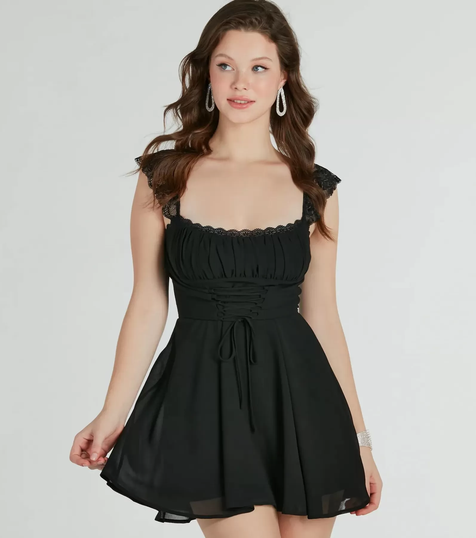 Windsor Skater Dresses | Casual Dresses*Dainty-Chic Lace-Trim Woven Corset Skater Dress