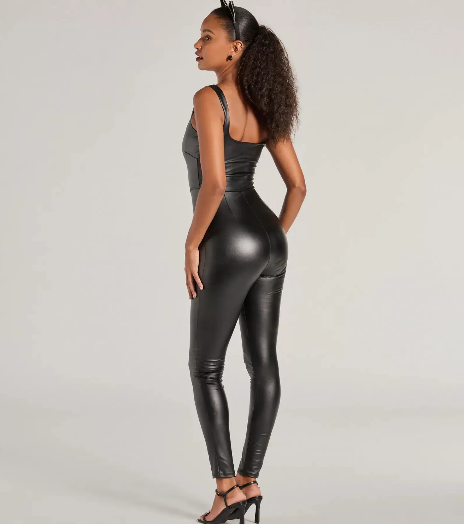 Windsor Black Pants | Faux Leather & Suede Bottoms*Dare To Allure Faux Leather Hook-Eye Catsuit