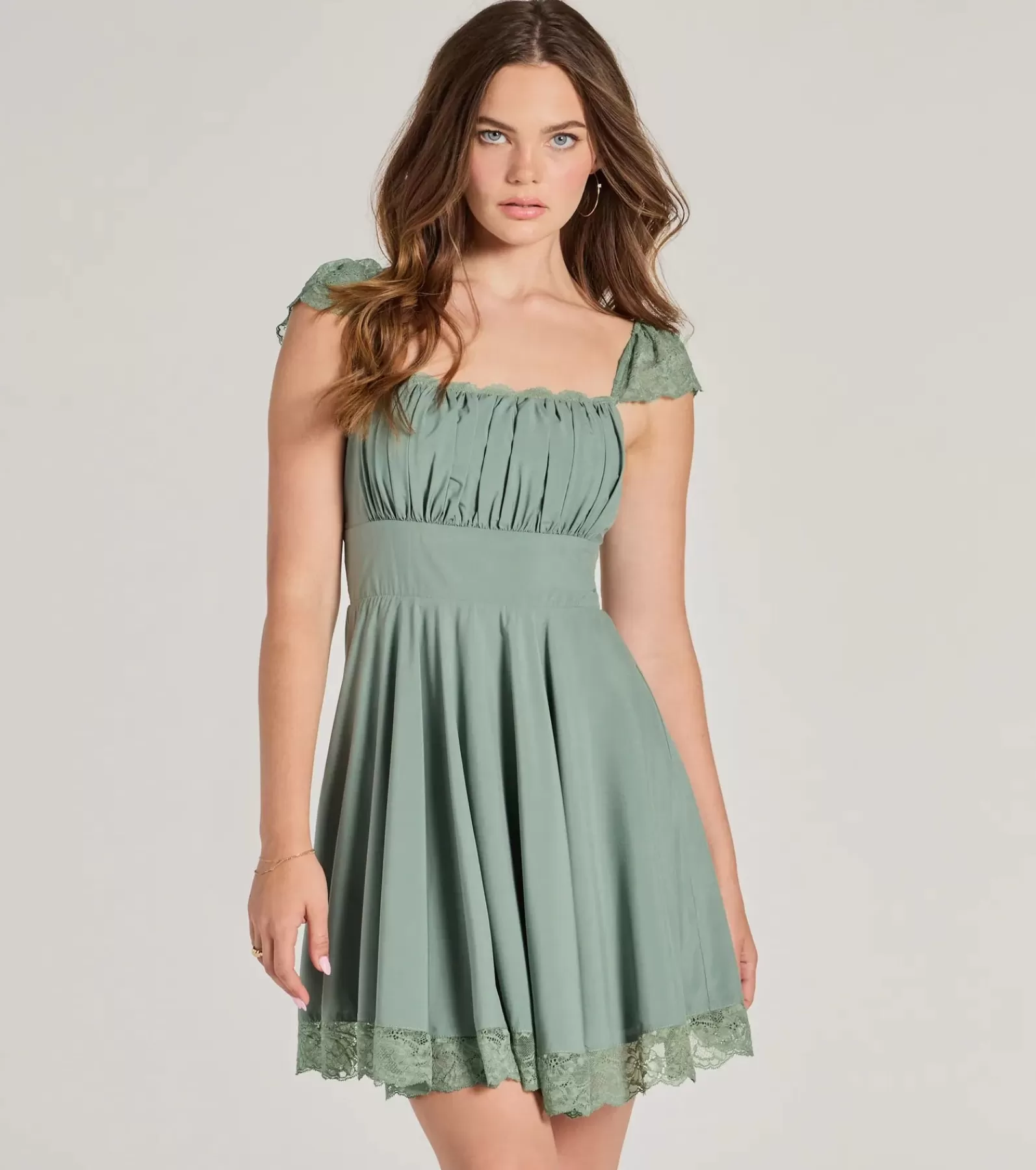 Windsor Rehearsal | Bridal Shower*Darling Delight Sleeveless Lace Trim Skater Dress