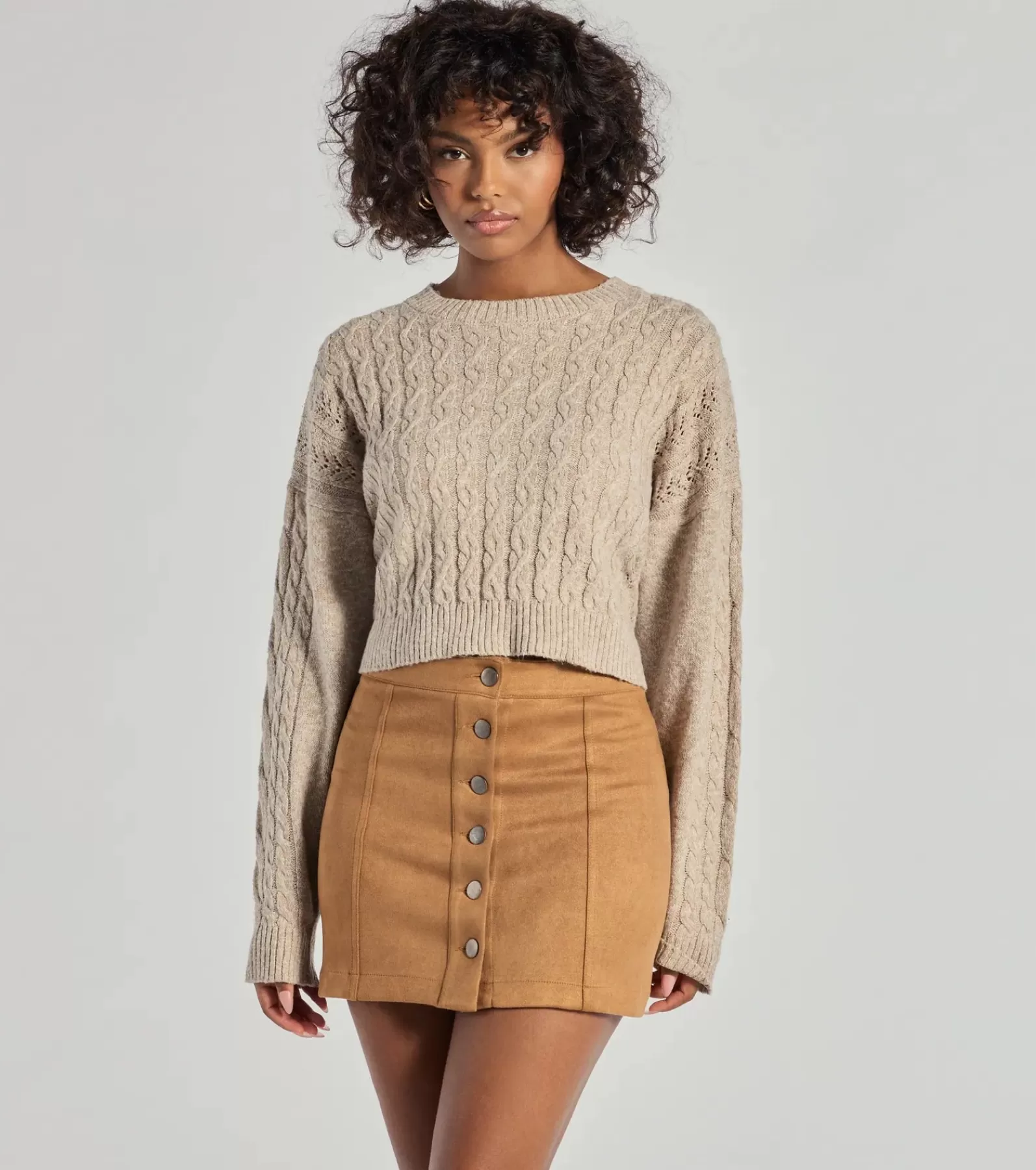 Windsor Faux Leather & Suede Bottoms | Mini Skirts*Darling Details Button Down Faux Suede Mini Skirt