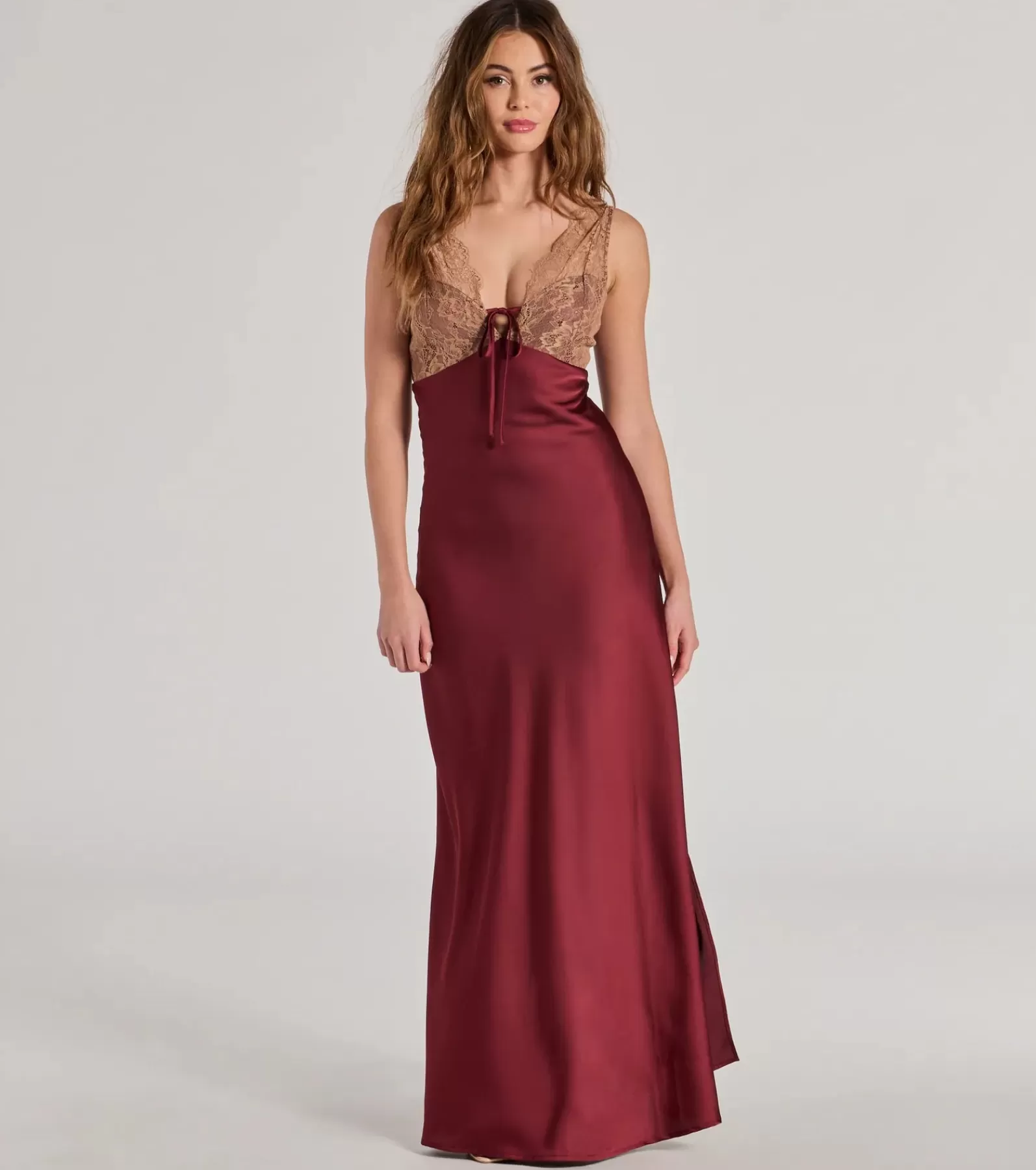 Windsor Long Dresses | Formal Dresses*Deirdre Satin And Lace Sleeveless Mermaid Dress