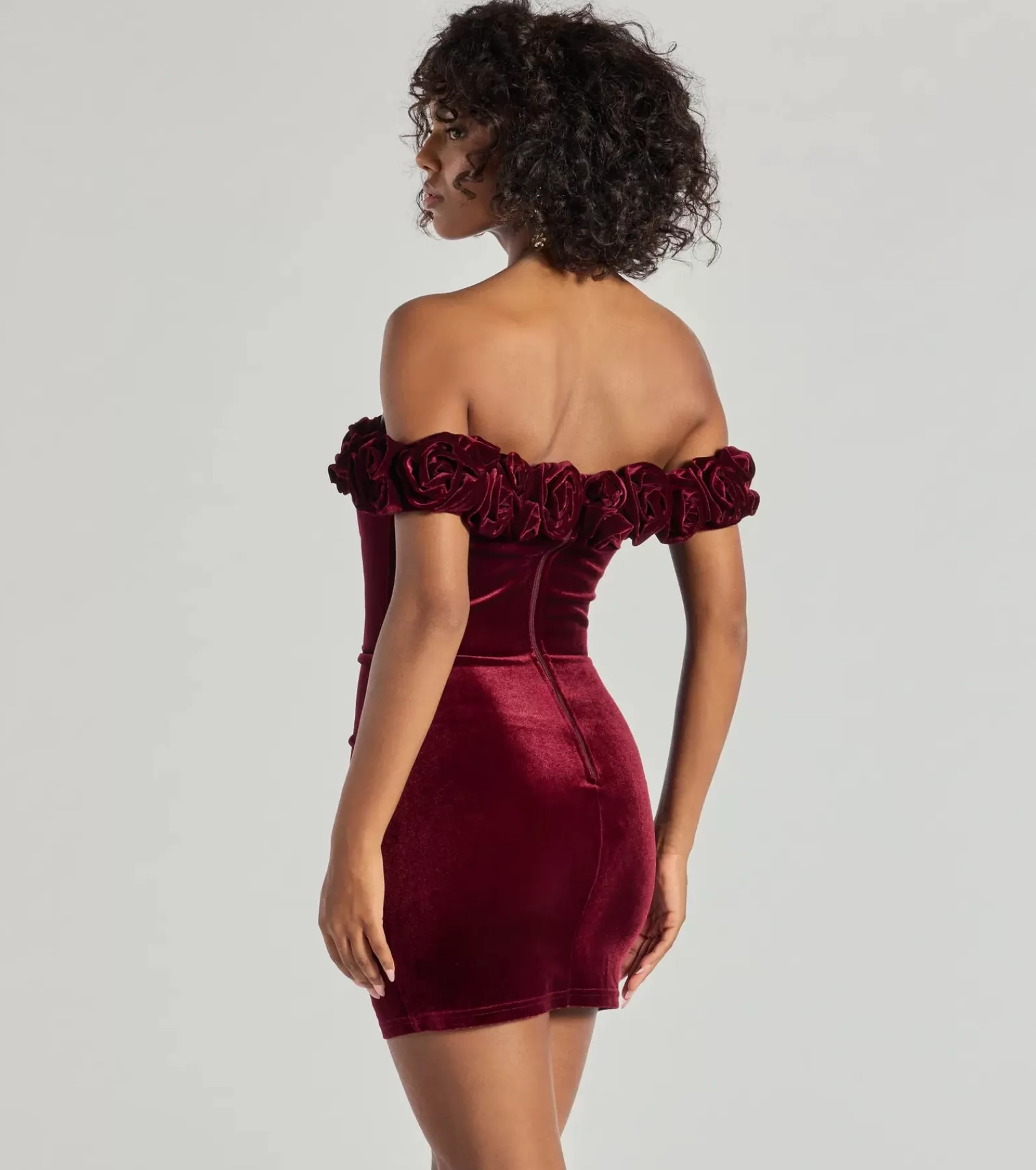 Windsor Wedding Outfits | Mini Holiday Dresses*Dominique Floral Velvet Off The Shoulder Mini Dress