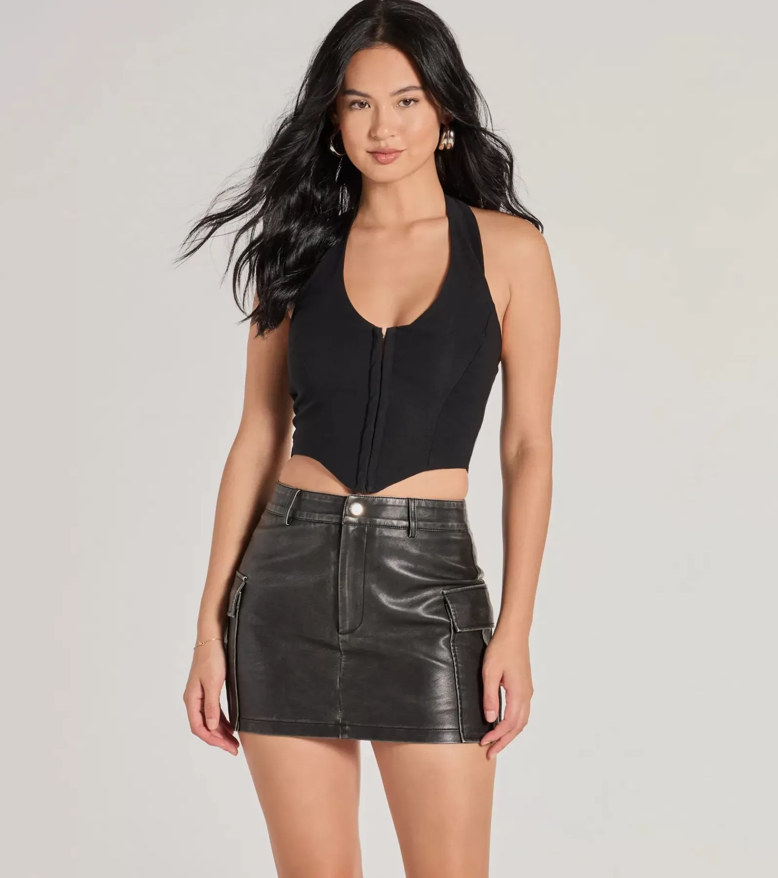 Windsor Going-Out Tops | Corset & Bustier Tops*Edgy Chic Cropped Corset Halter Top