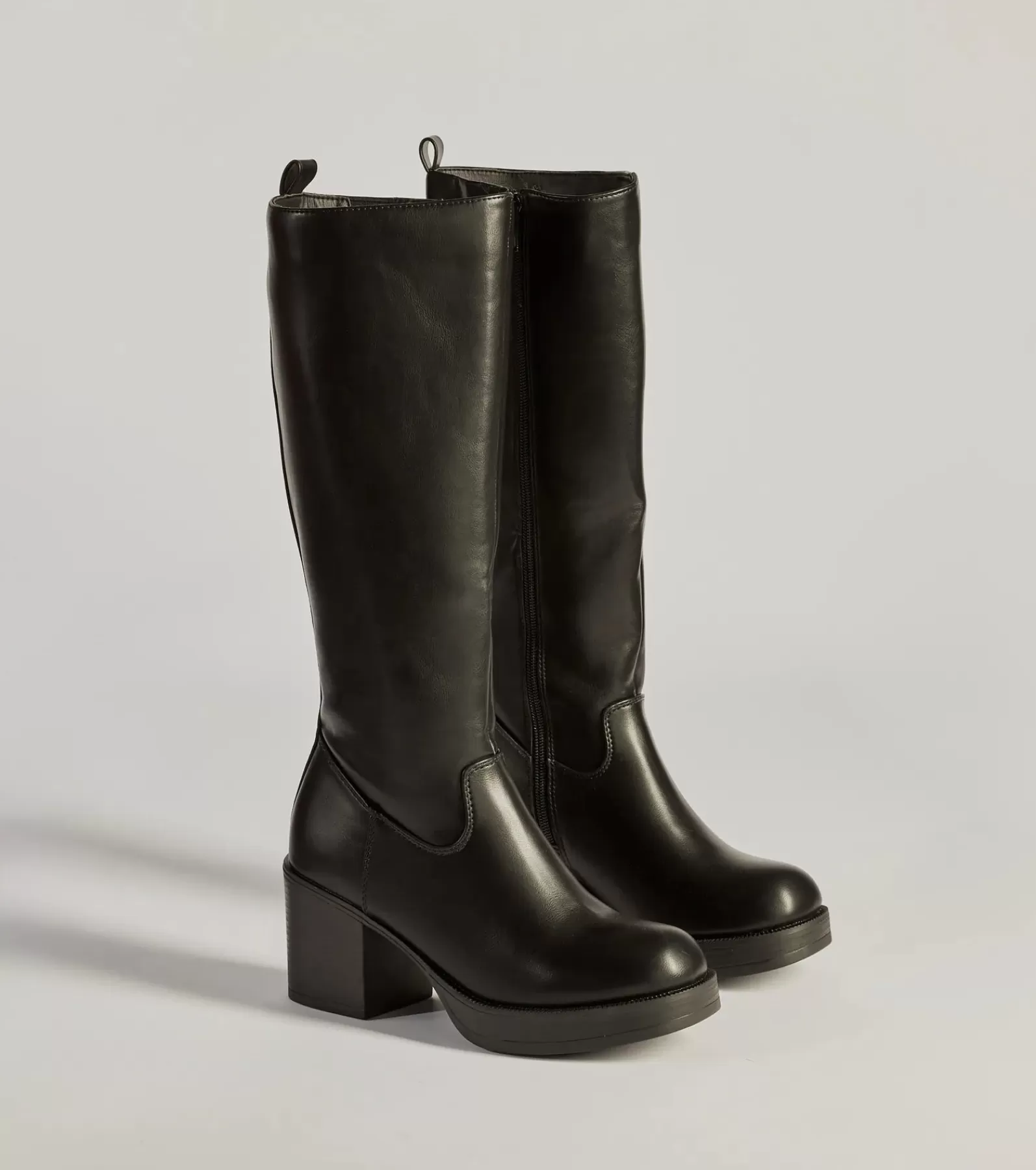 Windsor Platform Shoes | Knee High Boots*Edgy Chic Under-The-Knee Moto Platform Boots