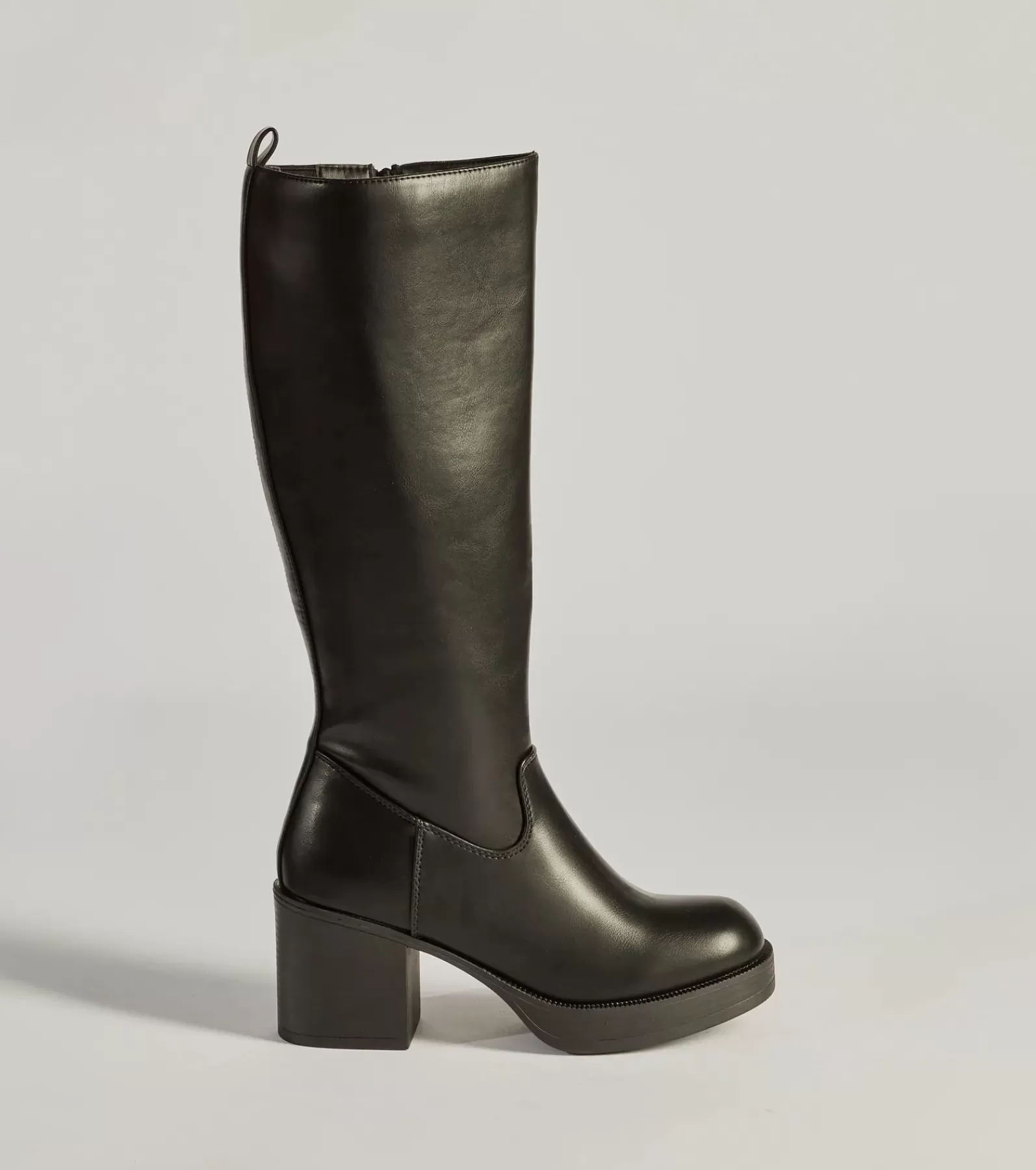 Windsor Platform Shoes | Knee High Boots*Edgy Chic Under-The-Knee Moto Platform Boots