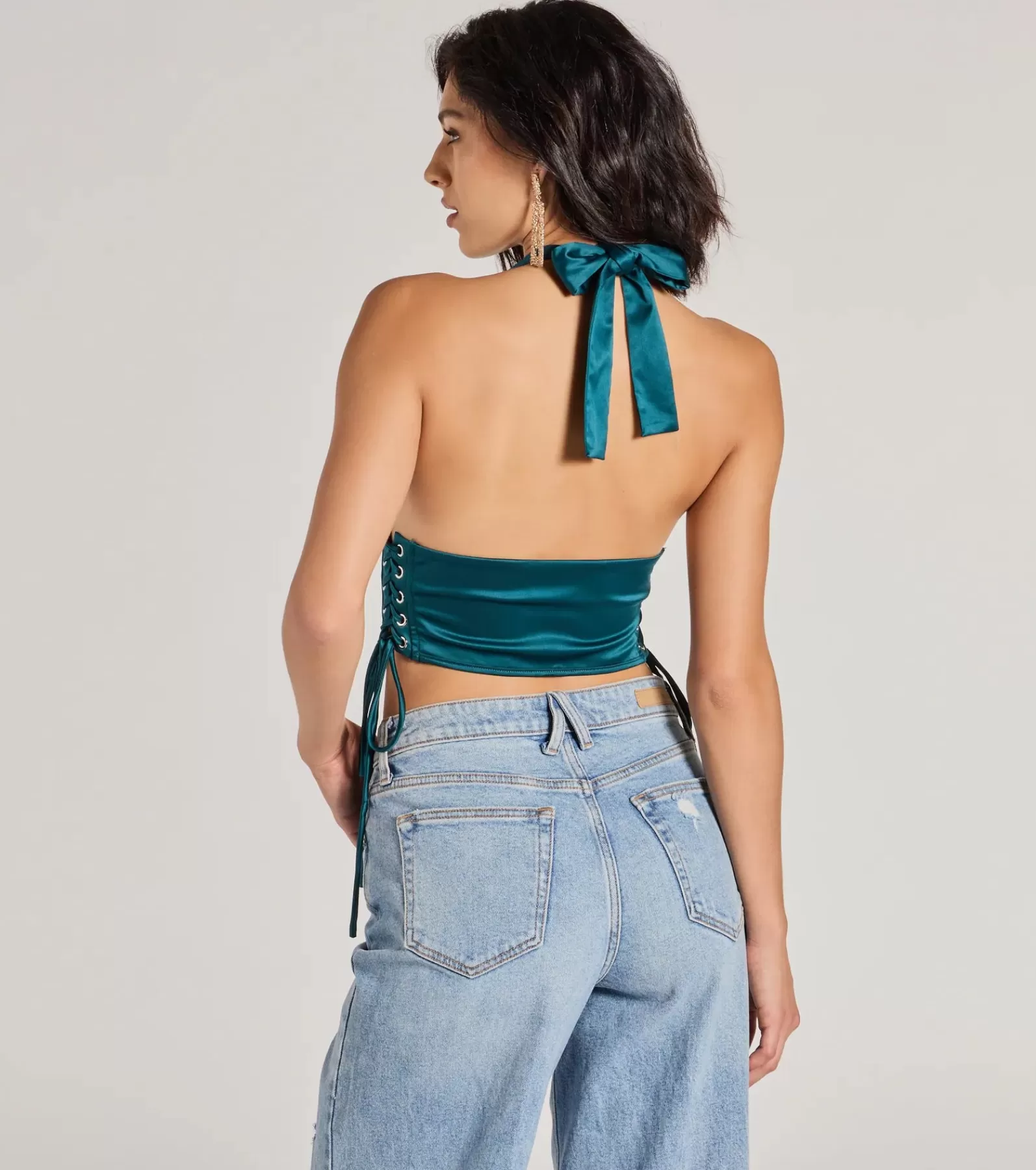 Windsor Going-Out Tops | Corset & Bustier Tops*Edgy Luxe Satin Halter Cropped Corset Top