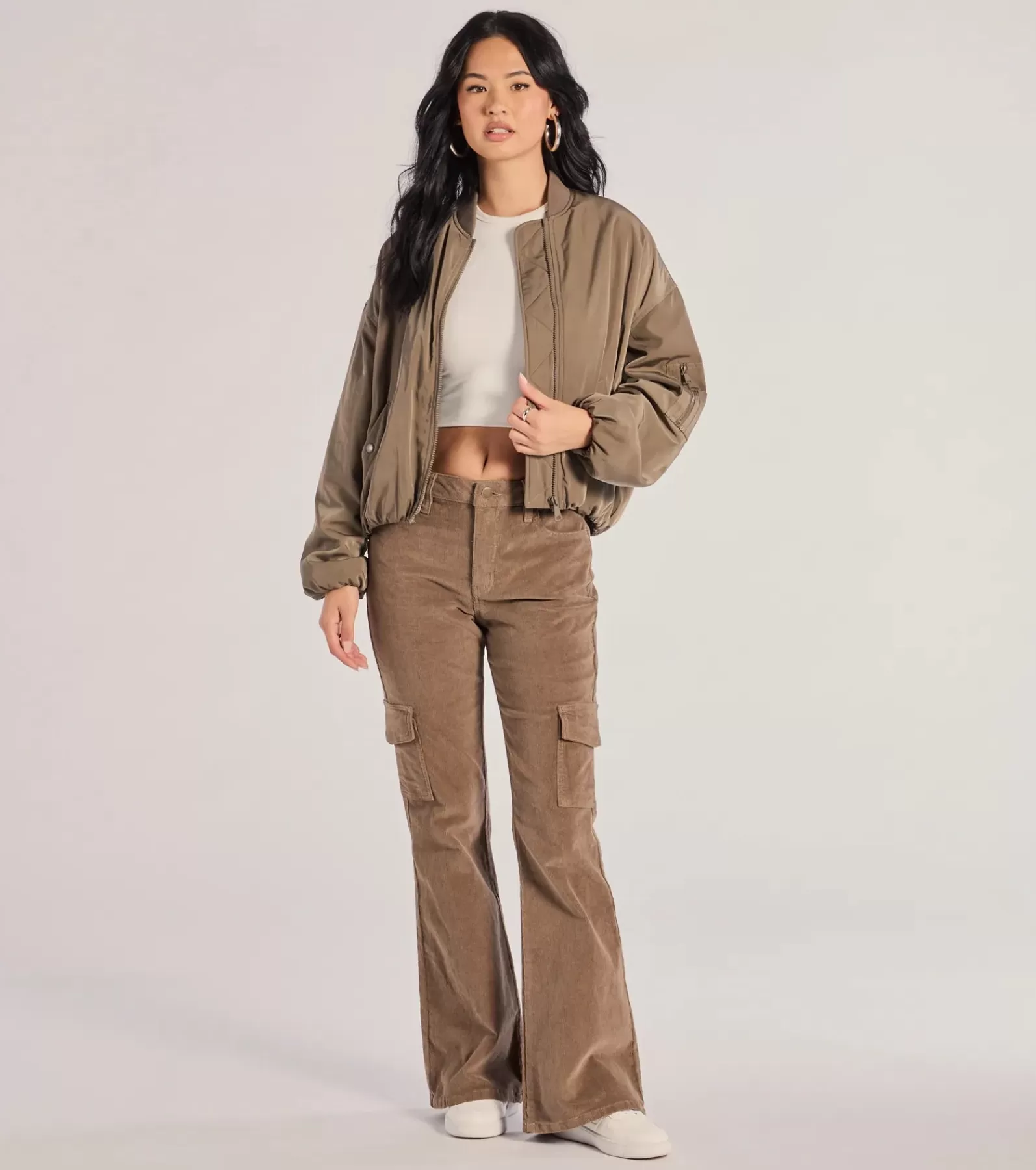 Windsor Flare Pants | Cargo Pants*Effortless And Cool Corduroy Cargo Flare Pants