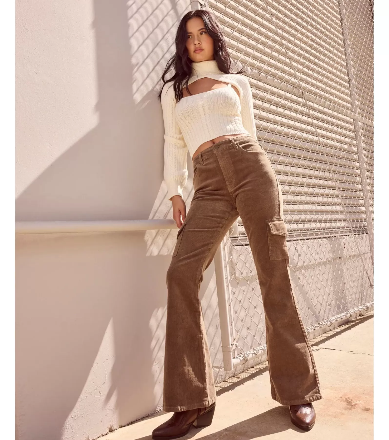 Windsor Flare Pants | Cargo Pants*Effortless And Cool Corduroy Cargo Flare Pants