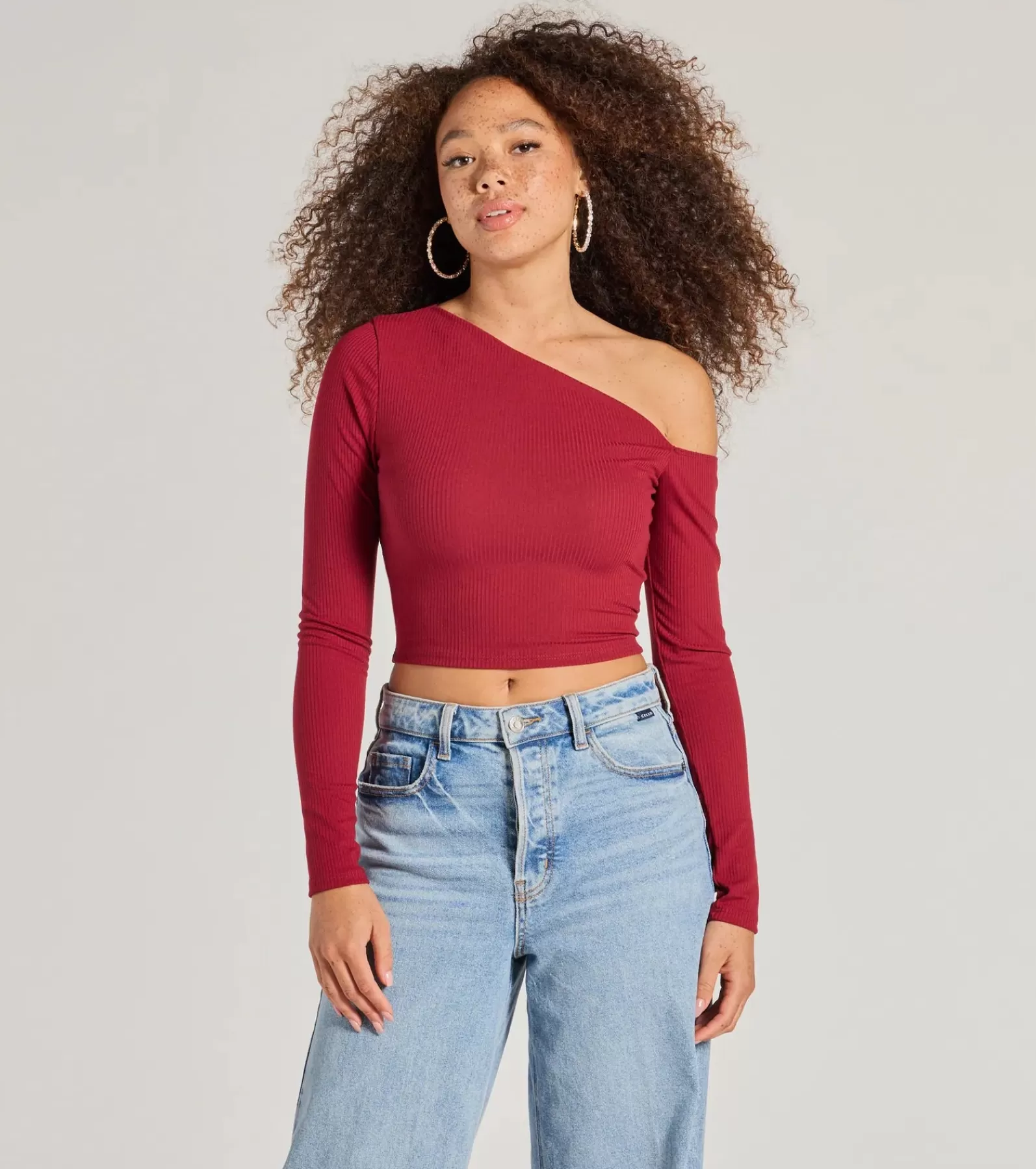 Windsor Basic Tops | Off The Shoulder Tops*Effortlessly Chic One-Shoulder Ribbed Crop Top