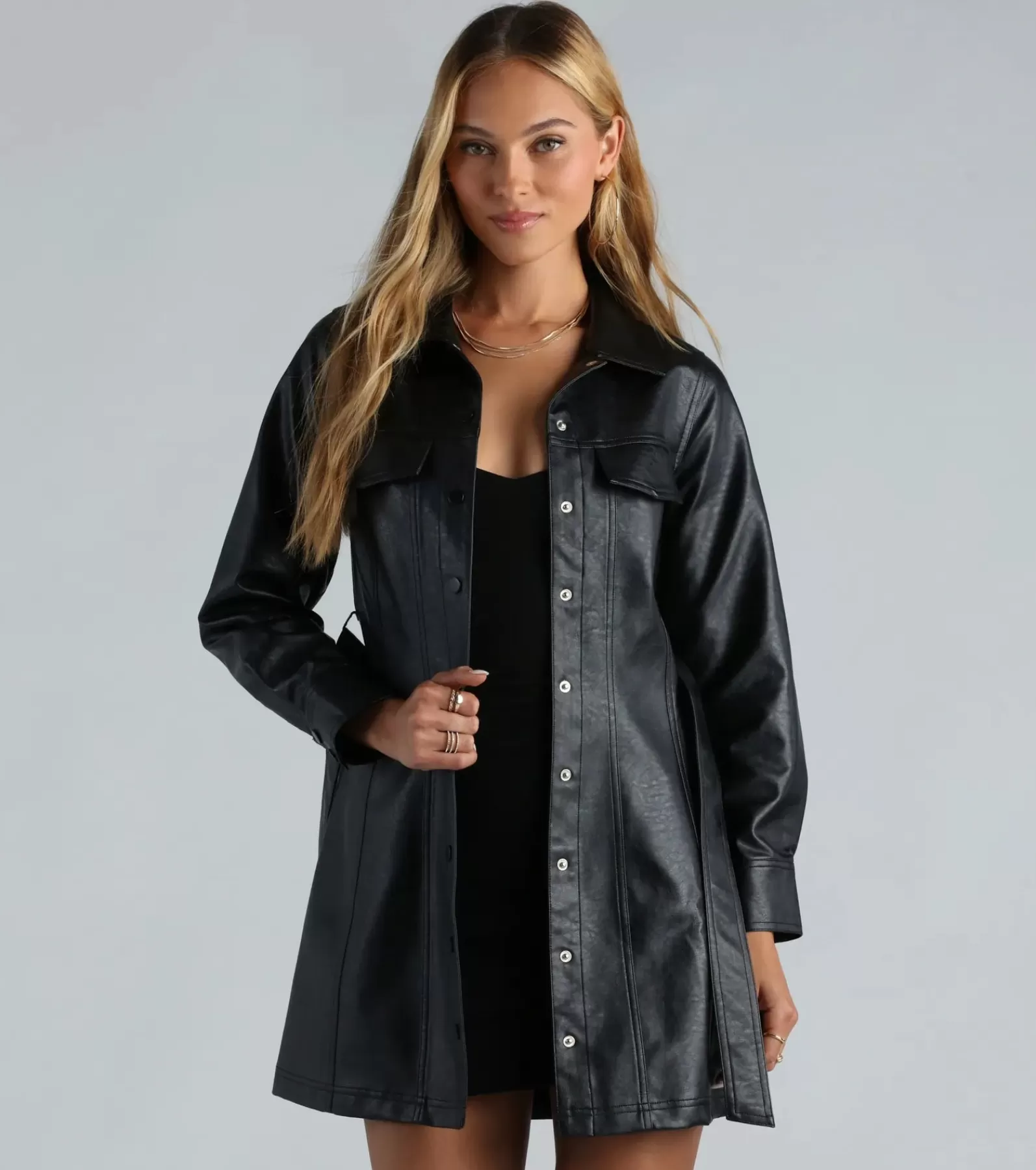 Windsor Moto & Faux Leather | Blazers*Elevated Affair Faux Leather Trench Coat