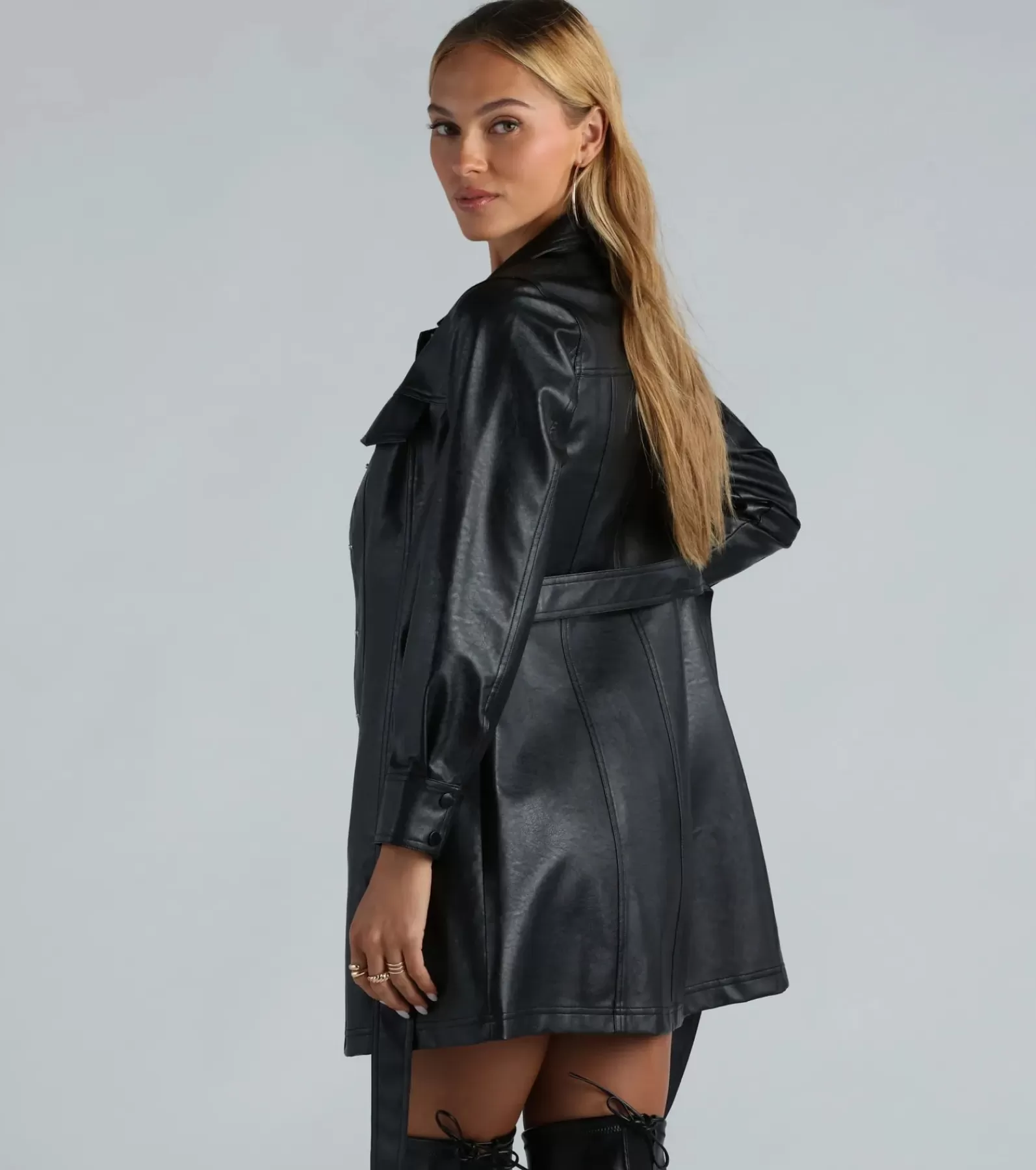 Windsor Moto & Faux Leather | Blazers*Elevated Affair Faux Leather Trench Coat