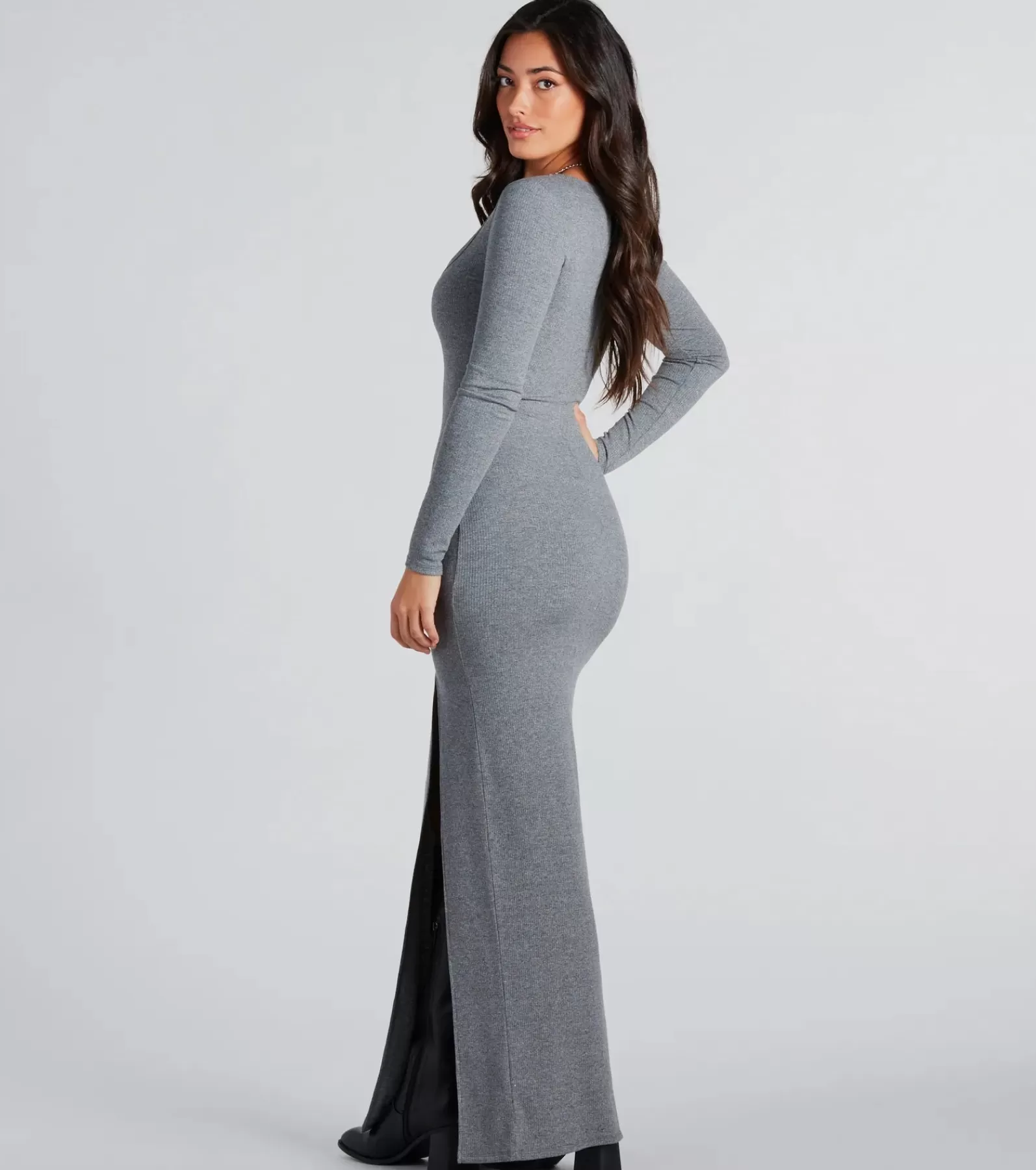 Windsor Maxi Dresses | Long Dresses*Elevated Vibes Ribbed Knit High Slit Maxi Dress