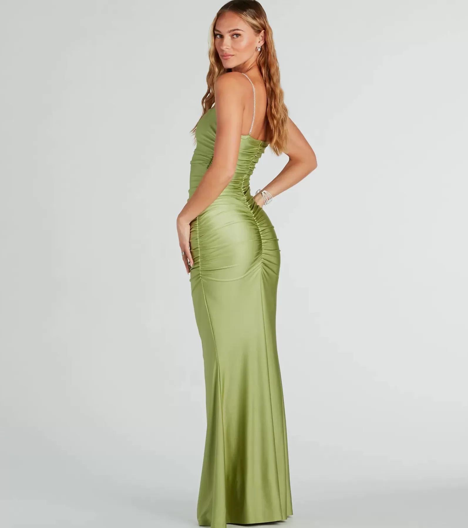 Windsor Green Bridesmaid Dresses | Black Tie Wedding Guest Dresses*Eliena Formal Rhinestone Strap Mermaid Dress