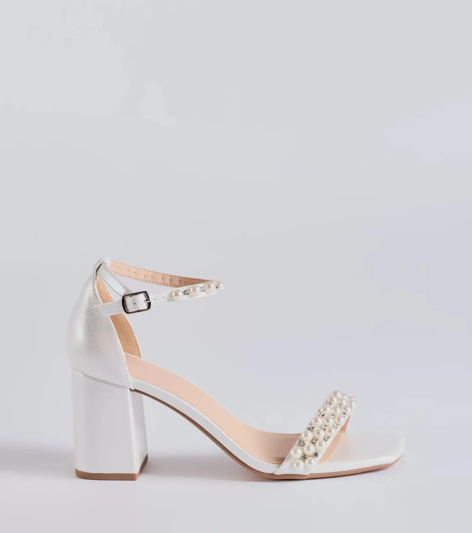 Windsor Sandals | Heels*Endless Luxe Faux Pearl And Rhinestone Block Heels