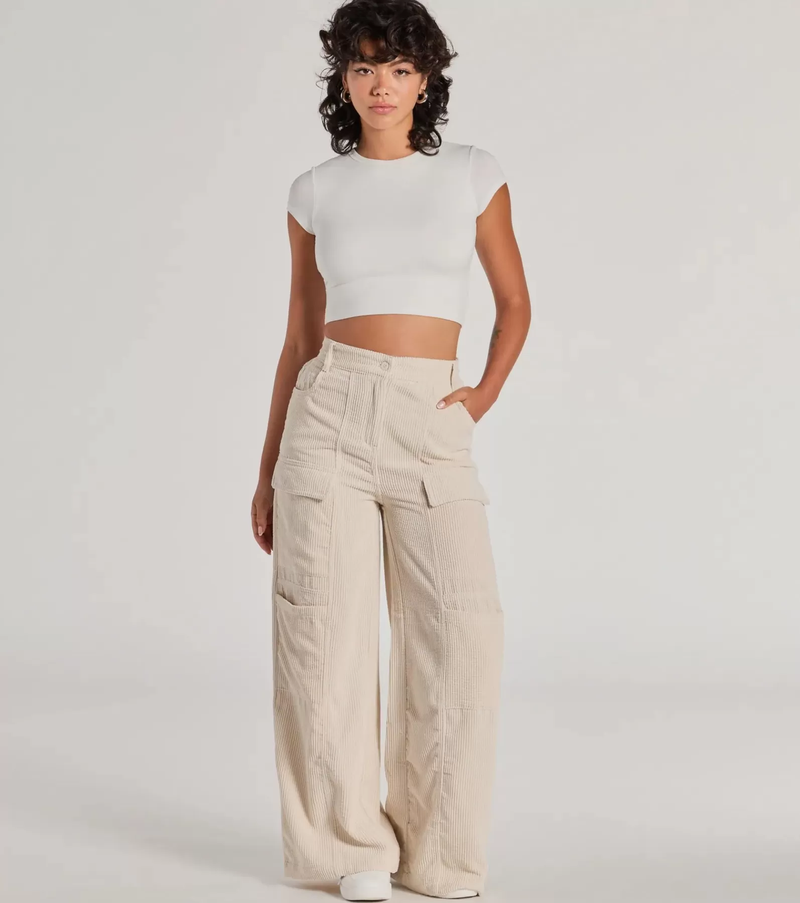 Windsor Cargo Pants | Pants*Essential High-Rise Corduroy Wide-Leg Cargo Pants