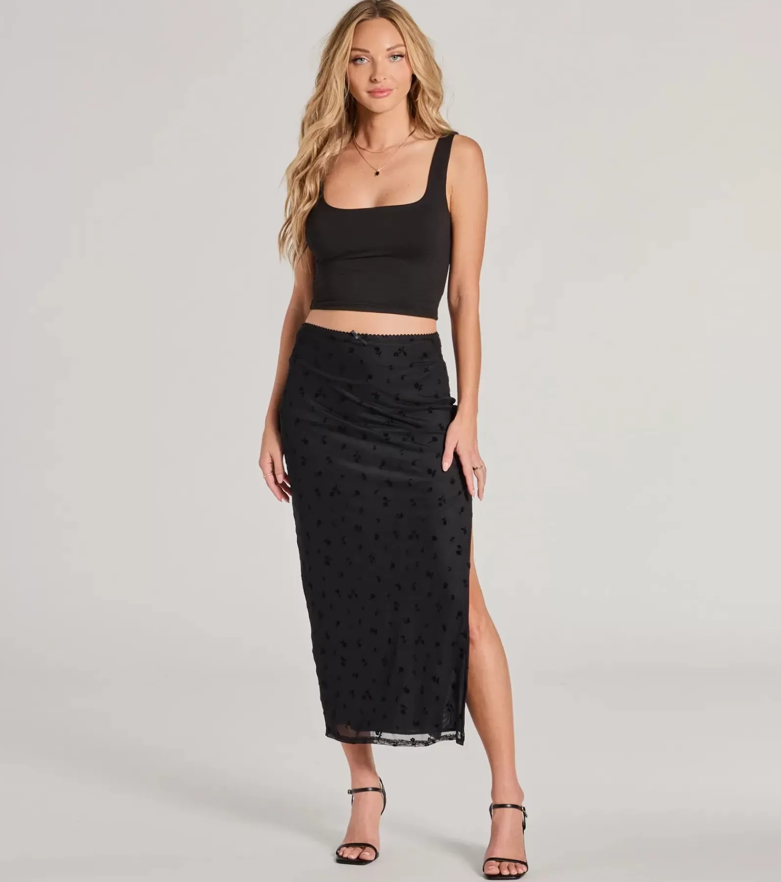 Windsor Black Skirts | Skirts & Skorts*Evening Perfection High-Rise Flocked Floral Maxi Skirt