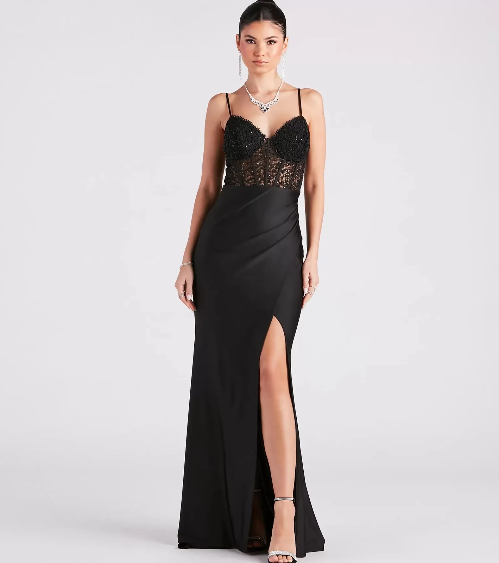 Windsor Black Bridesmaid Dresses | Corset Dresses*Everly Formal Lace Corset Mermaid Dress