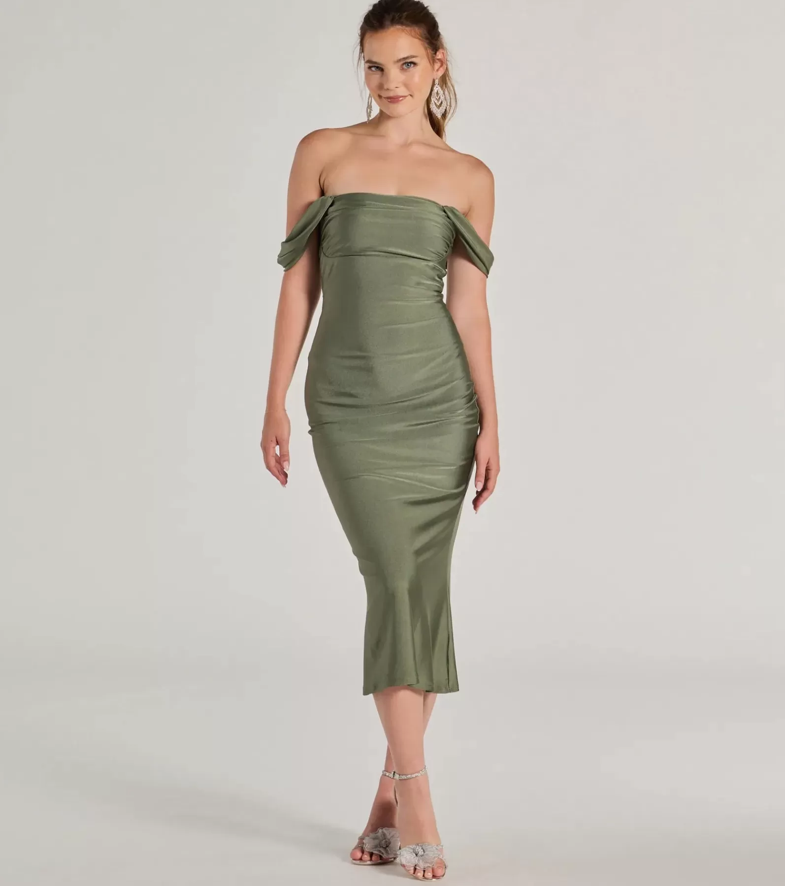 Windsor Wedding Outfits | Bridal Shower*Exceptional Off-The-Shoulder Flared Midi Dress