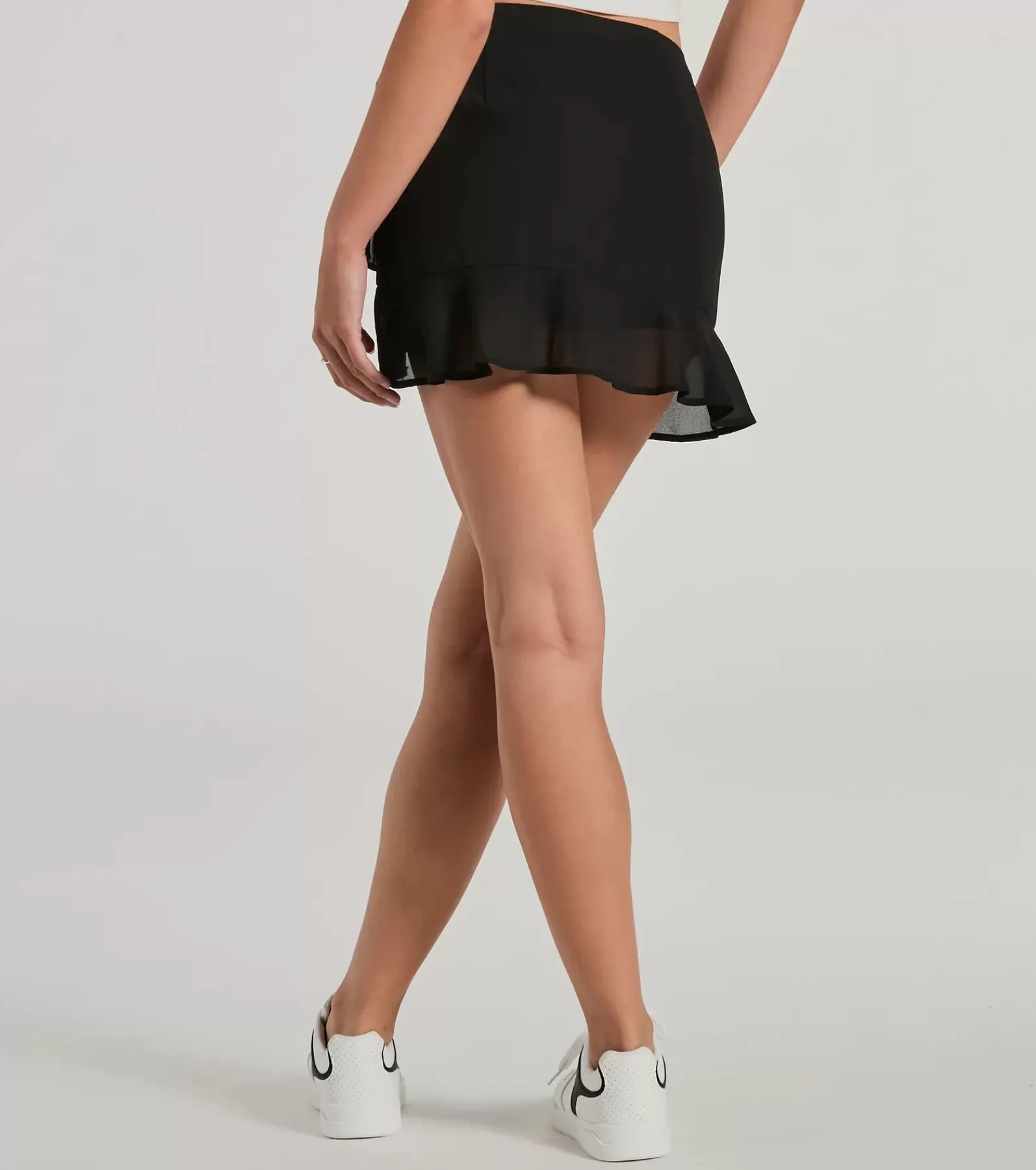 Windsor Black Skirts | Shorts*Exceptional Vibes Mid-Rise Ruffle Chiffon Skort