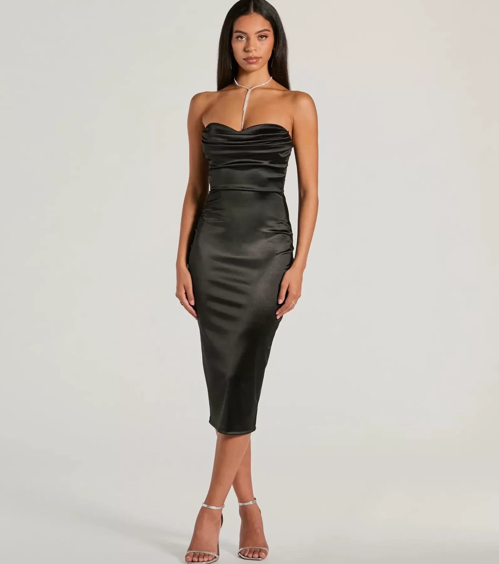 Windsor Satin Nye Dresses | Black Nye Dresses*Exquisite In Strapless Satin Midi Dress