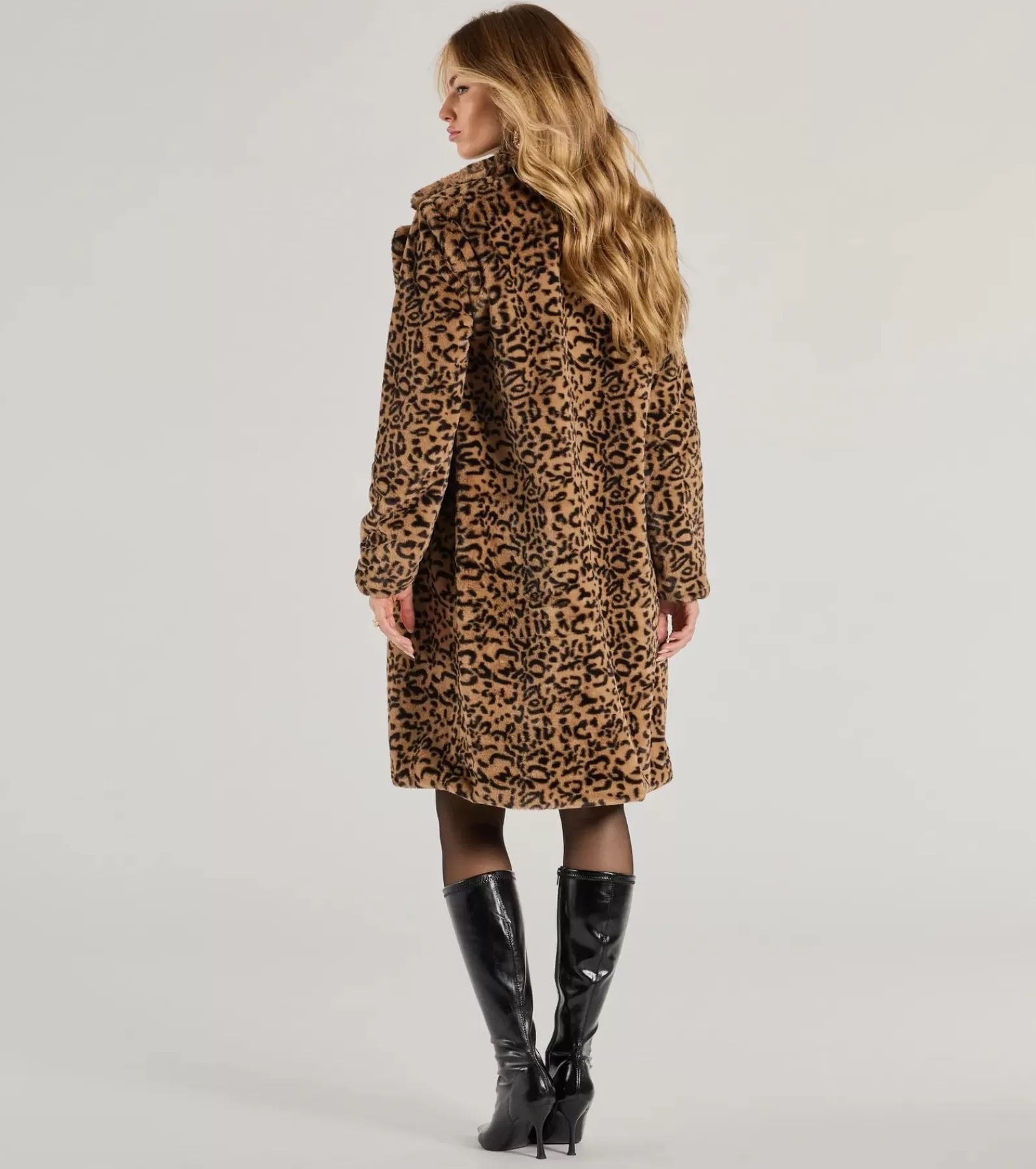 Windsor Coats*Fabulous Flair Leopard Faux Fur Trench Coat