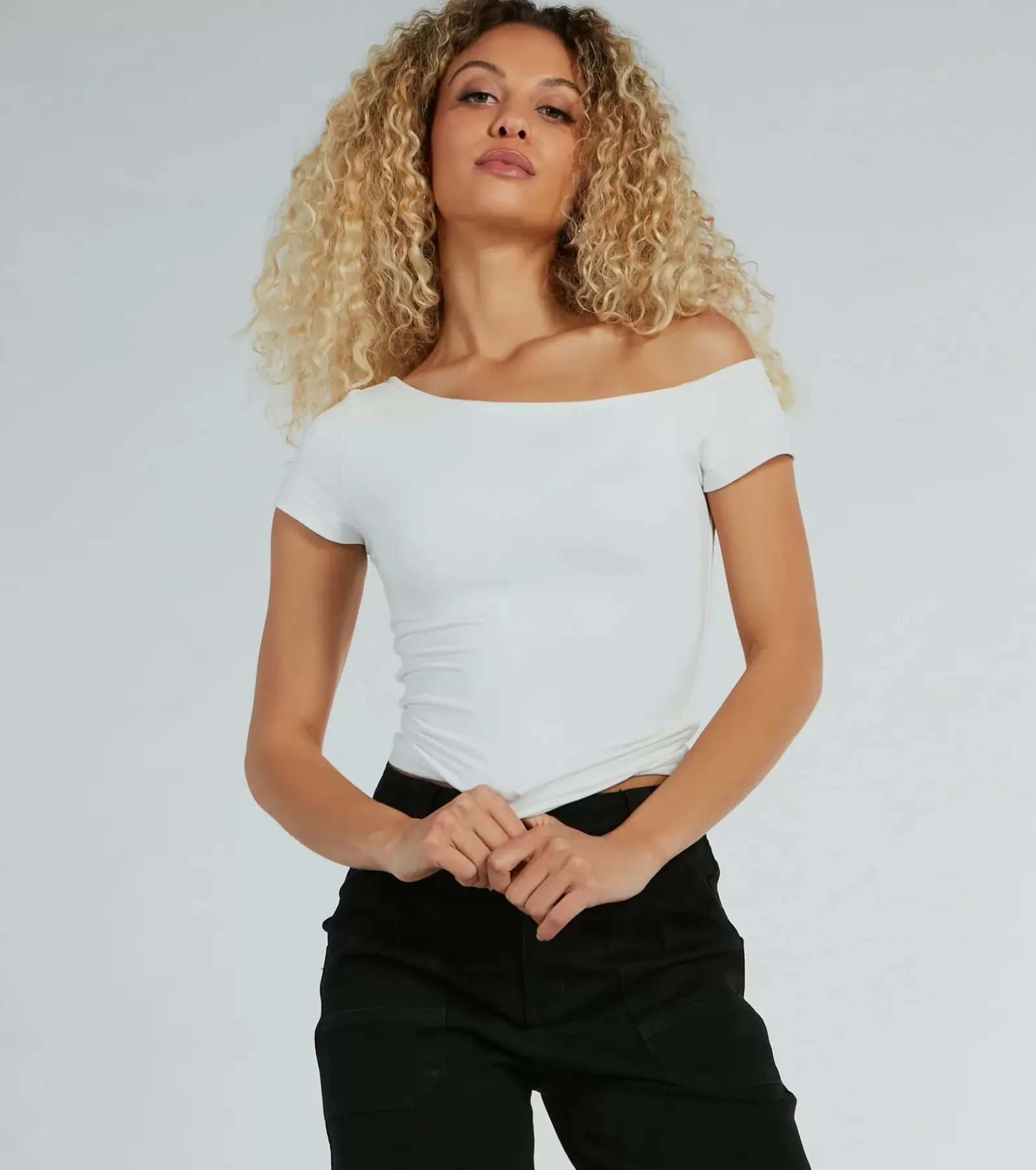 Windsor Basic Tops | Off The Shoulder Tops*Fave Style Off-The-Shoulder Short Sleeve Knit Top