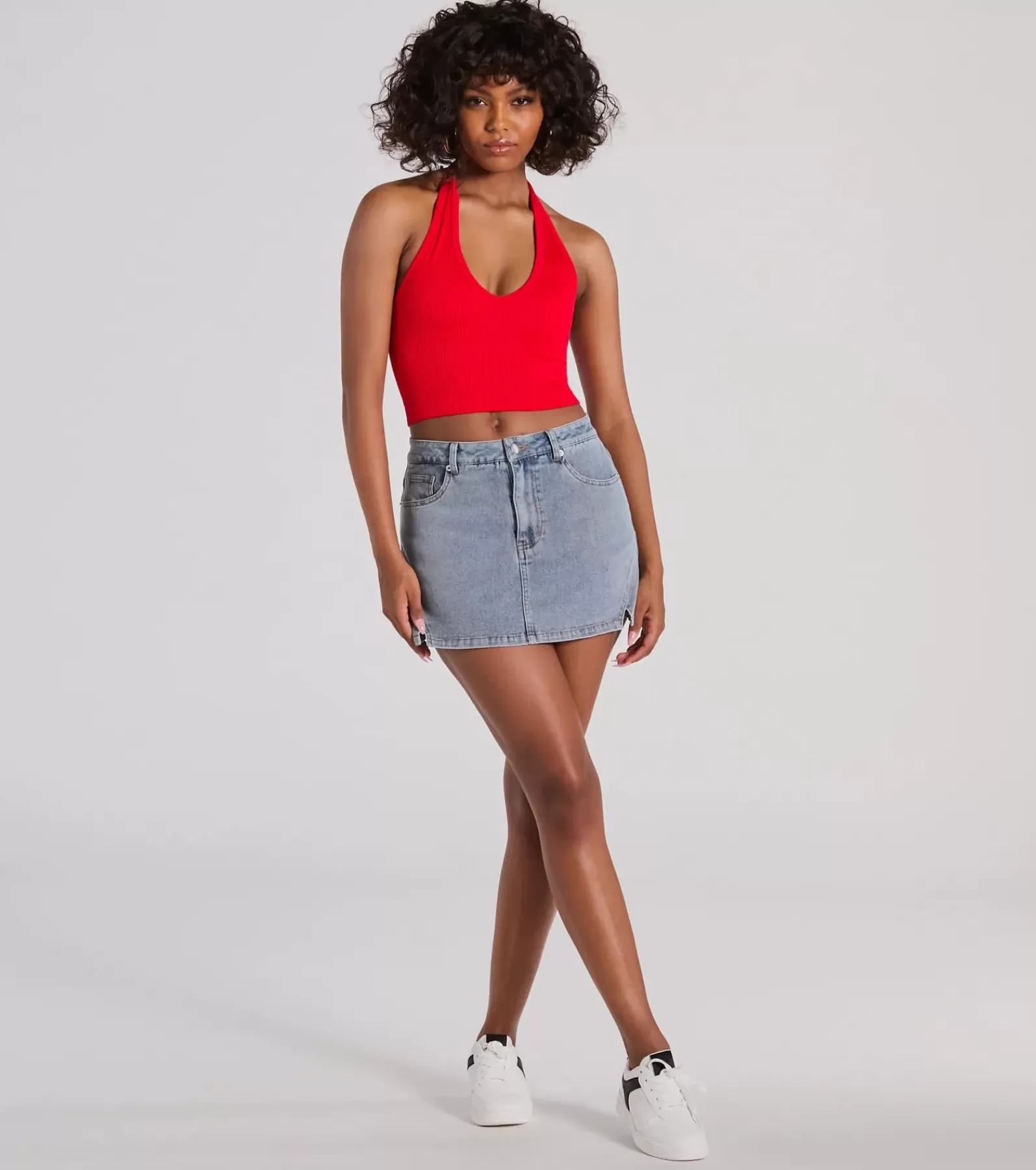 Windsor Jean Shorts | Shorts*Favorite Look High-Rise Slit Mini Denim Skort