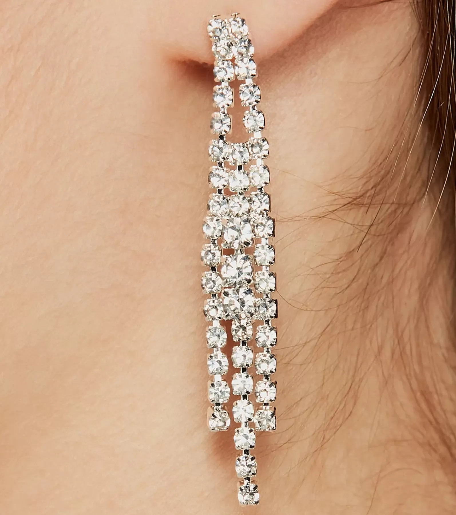Windsor Necklaces & Chokers | Earrings*Feeling Luxe Rhinestone Fringe Necklace And Earrings Set