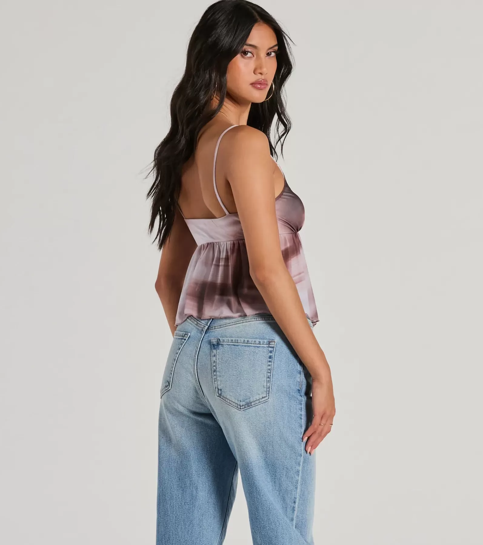 Windsor Going-Out Tops*Feeling Playful V-Neck Abstract Babydoll Crop Top