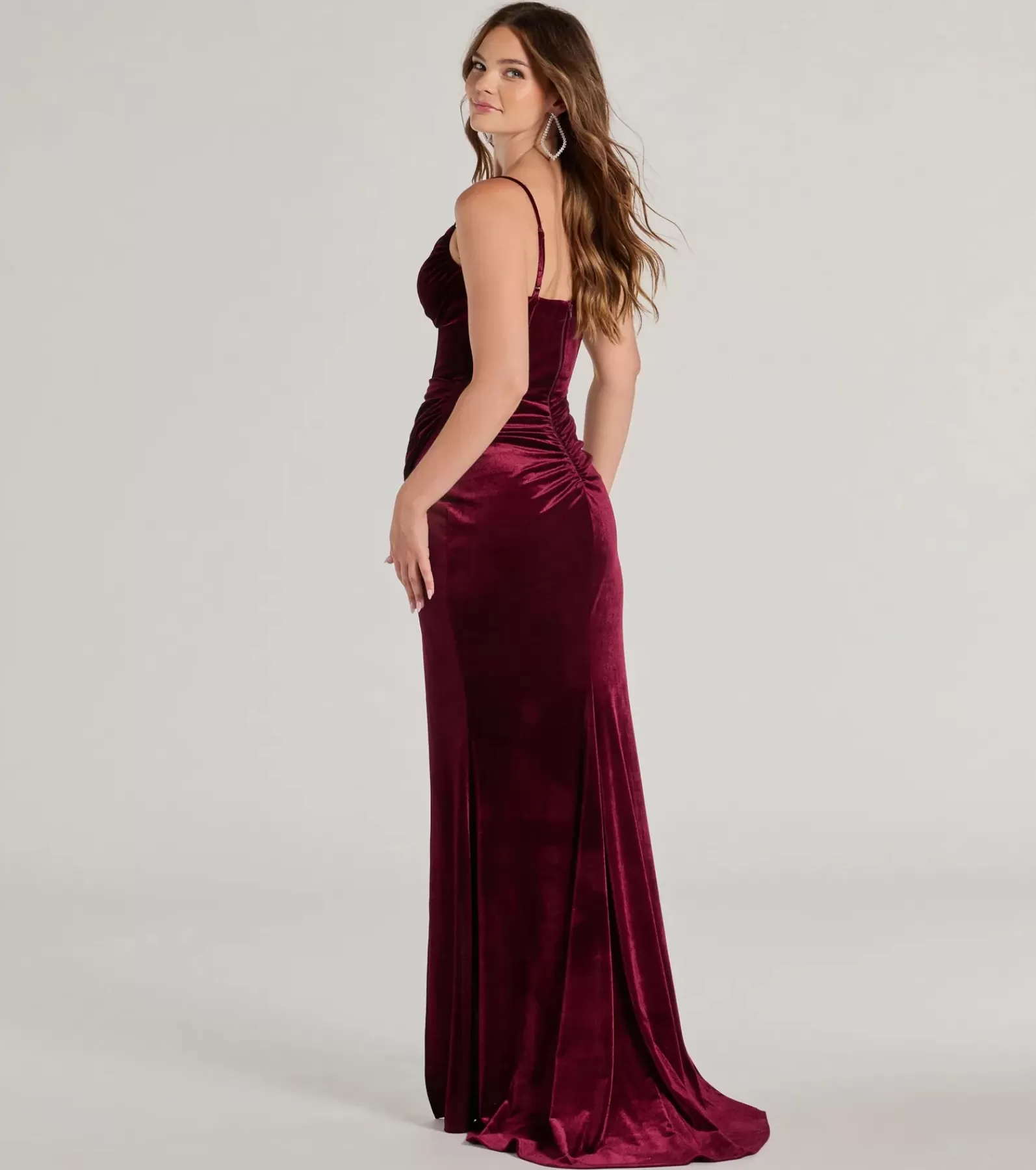 Windsor Wedding Outfits | Red Bridesmaid Dresses*Fia Sleeveless Velvet Wrap Corset Mermaid Dress