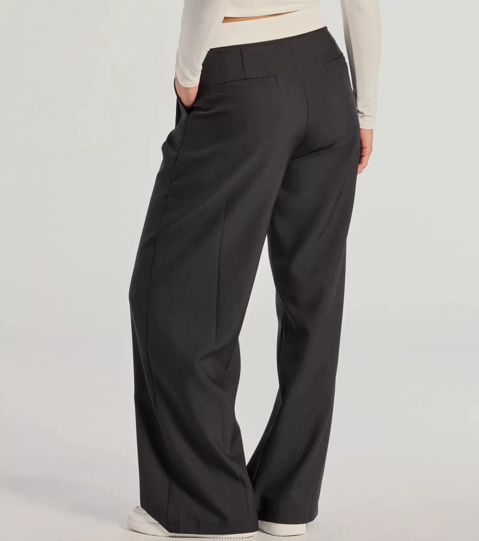 Windsor Black Pants | Pants*First Look Contrast Wide-Leg Pants