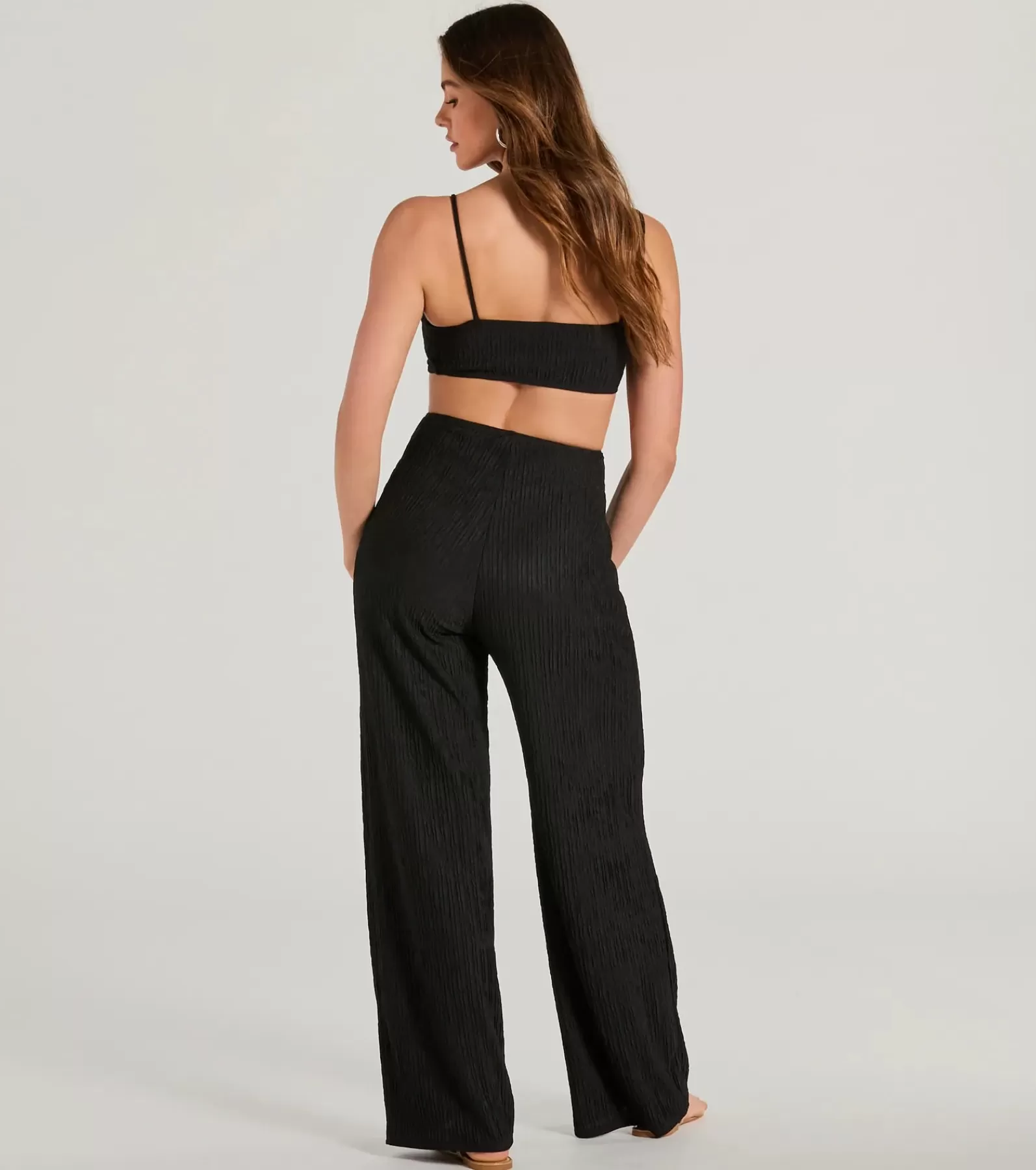 Windsor All Jumpsuits & Rompers | Black Pants*Flawless Vibes V-Neck Cutout Wide-Leg Jumpsuit