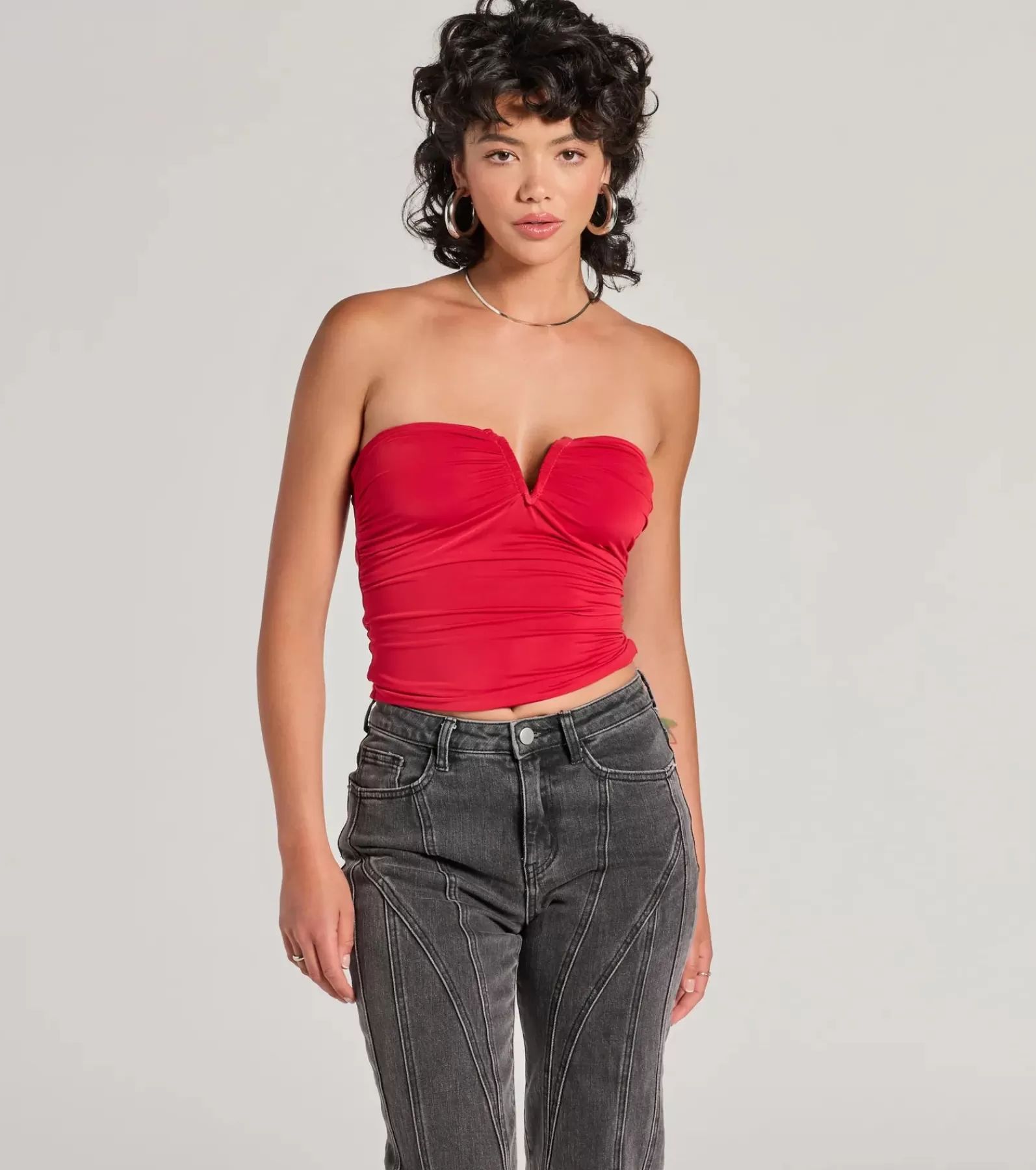 Windsor Basic Tops | Going-Out Tops*Flirty Find Strapless Ruched Knit Crop Top